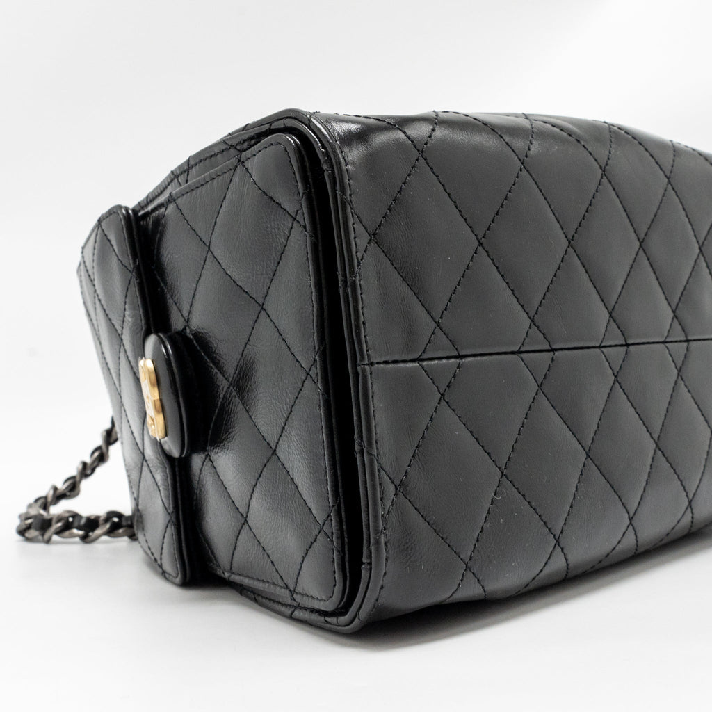 CHANEL SMALL 25 BAG CRUMPLED SHINY CALFSKIN BLACK MULTICOLOUR HARDWARE (MICROCHIP) (Copy)