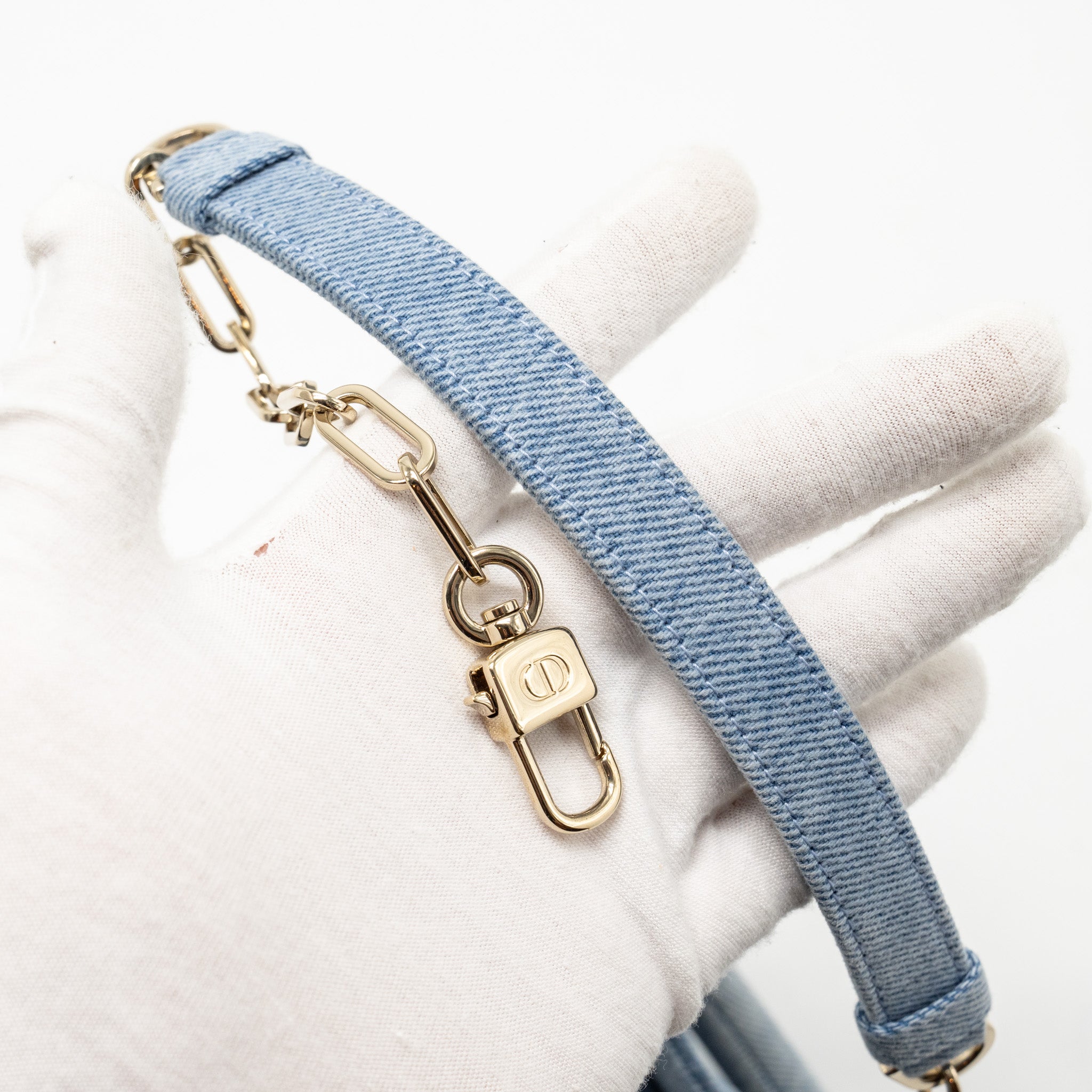 DIOR SMALL LADY D-JOY BAG MACROCANNAGE DENIM BLUE LGHW