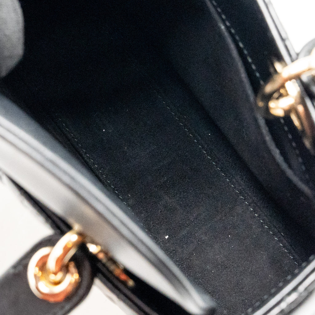 DIOR SMALL LADY DIOR LAMBSKIN BLACK / GOLD LGHW