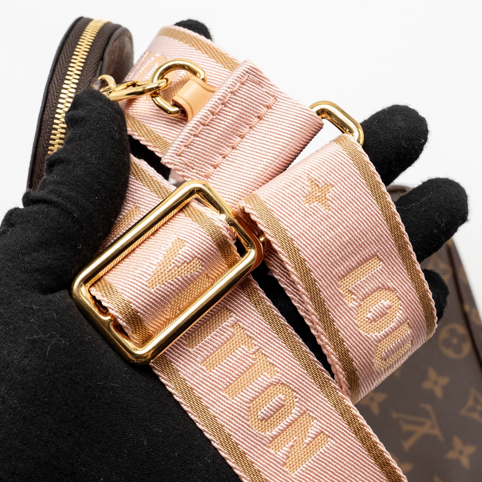 LOUIS VUITTON MULTI POCHETTE ACCESSORIES ROSE CLAIR STRAP MONOGRAM CANVAS GHW
