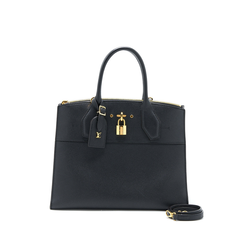 LOUIS VUITTON CITY STEAMER MM GRAINED CALFSKIN BLACK GHW