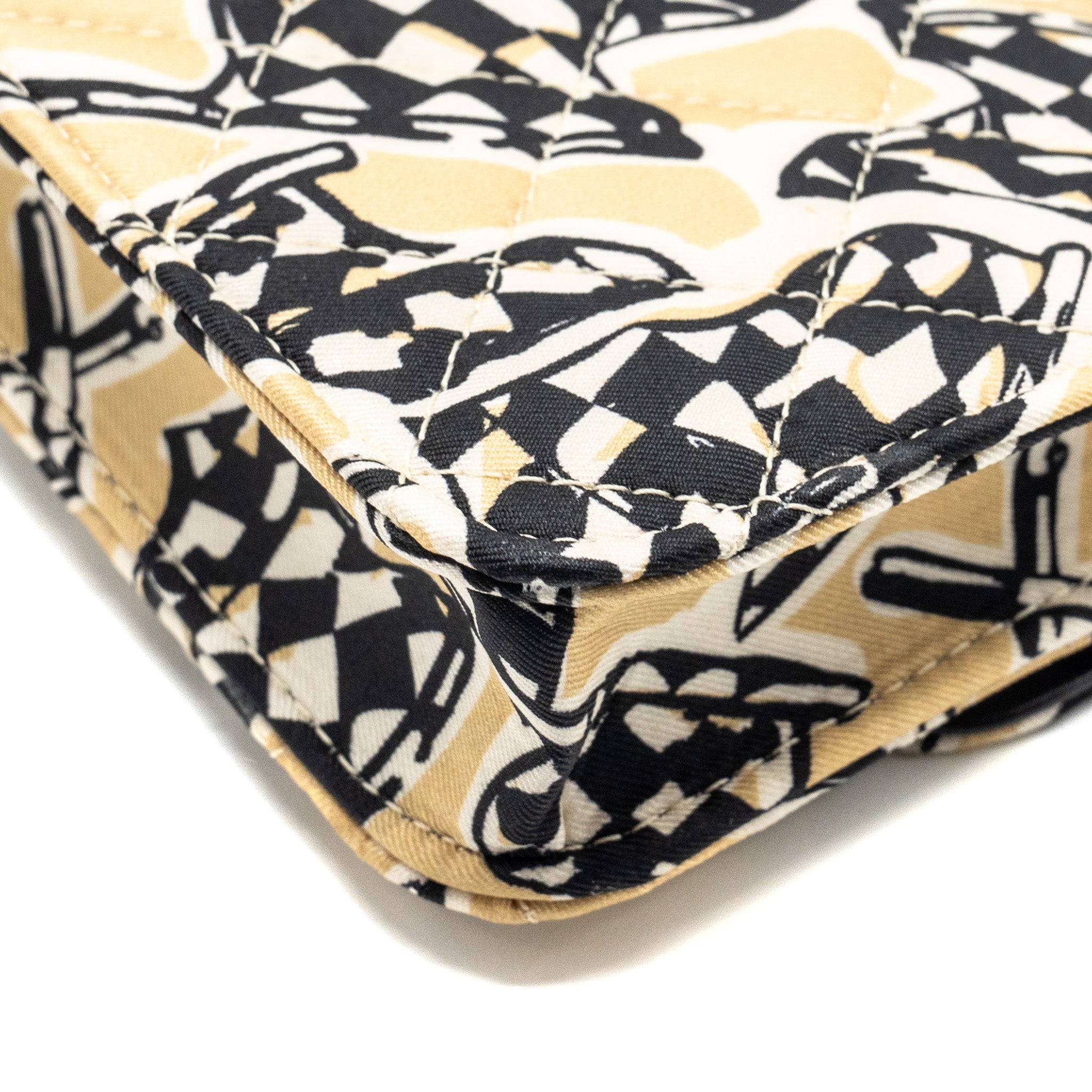 CHANEL MINI FLAP BAG FABRIC BEIGE / MULTICOLOUR LGHW (MICROCHIP)
