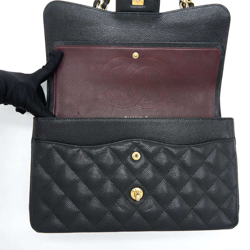 CHANEL JUMBO CLASSIC DOUBLE FLAP BAG CAVIAR BLACK GHW