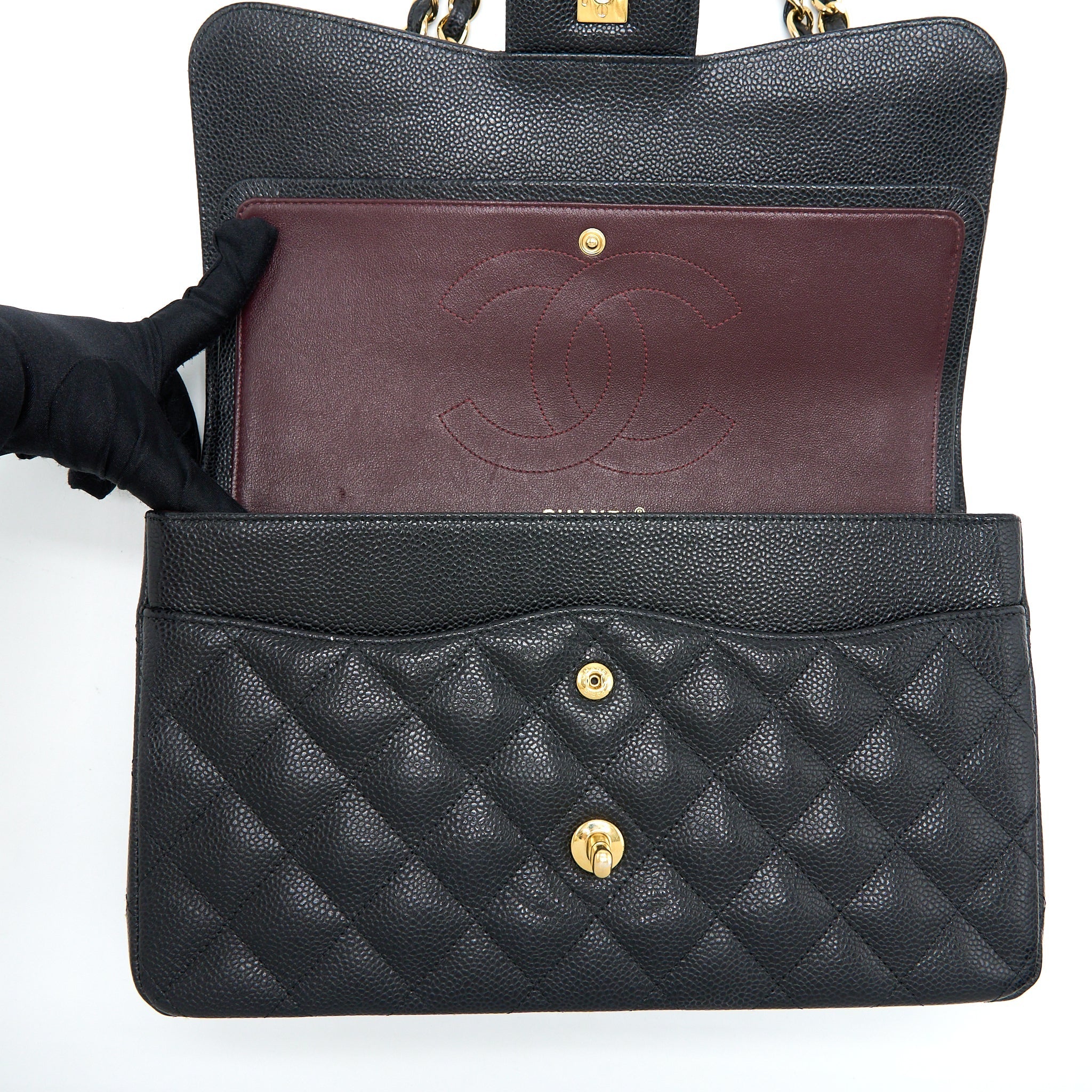 CHANEL JUMBO CLASSIC DOUBLE FLAP BAG CAVIAR BLACK GHW