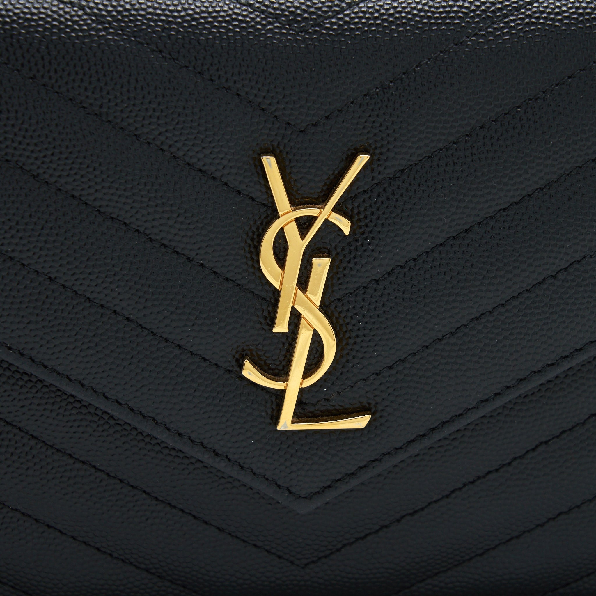 SAINT LAURENT/YSL ENVELOP CHAIN WALLET CAVIAR BLACK GHW