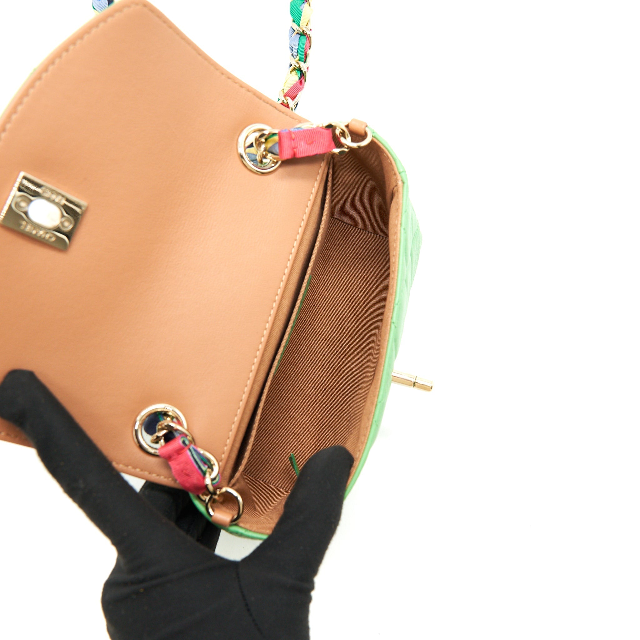 CHANEL SMALL SCARF ENTWINED CHAIN BAG GREEN