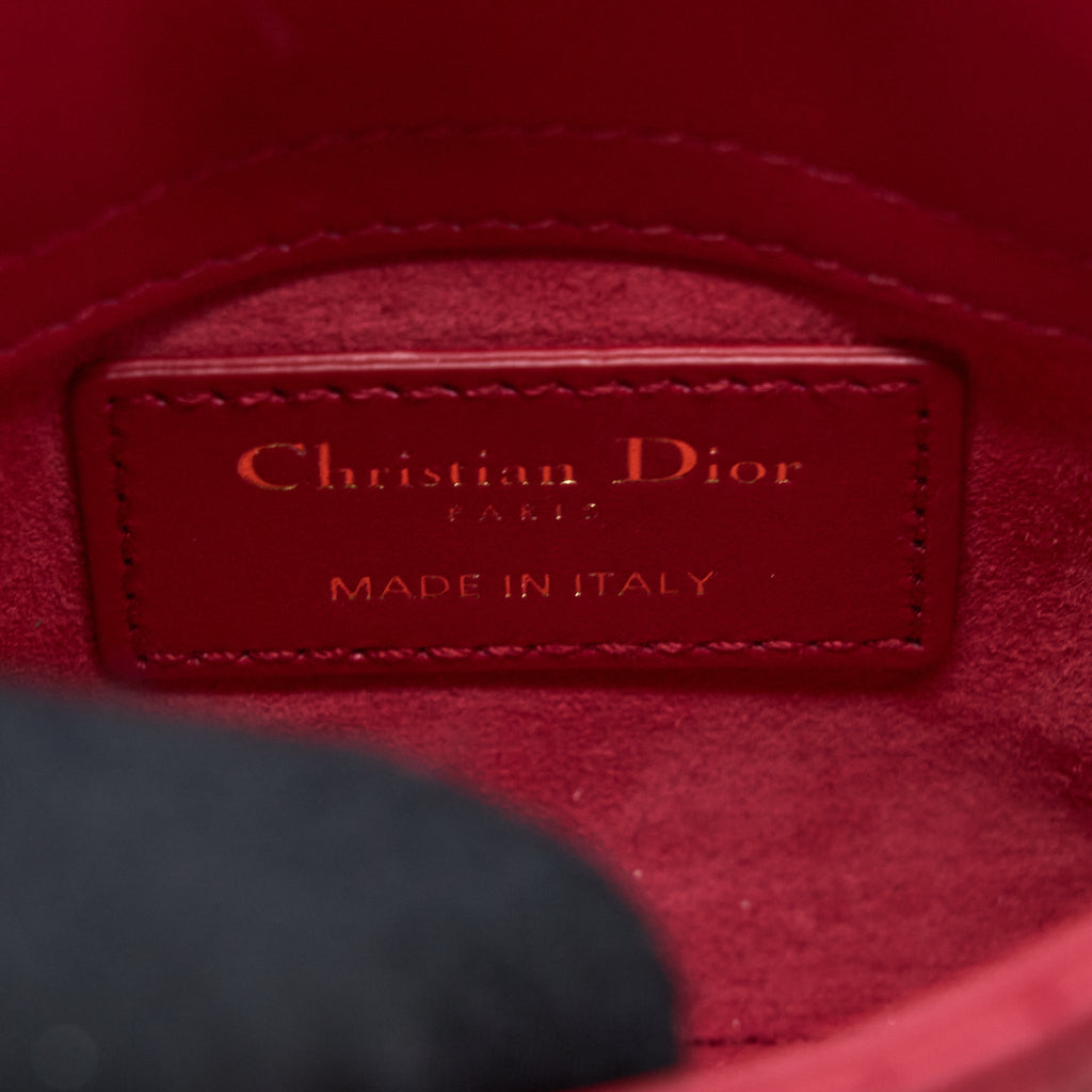 DIOR MICRO LADY DIOR BAG CANNAGE LAMBSKIN RED LGHW