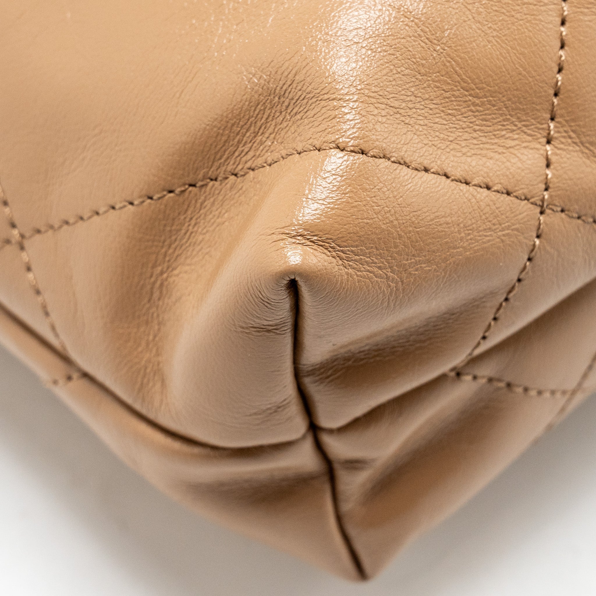 CHANEL MINI 22 BAG CALFSKIN DARK BEIGE GHW (MICROCHIP)
