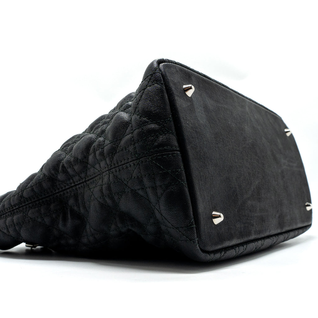 DIOR SHOPPING TOTE BAG FABRIC/LEATHER BLACK SHW