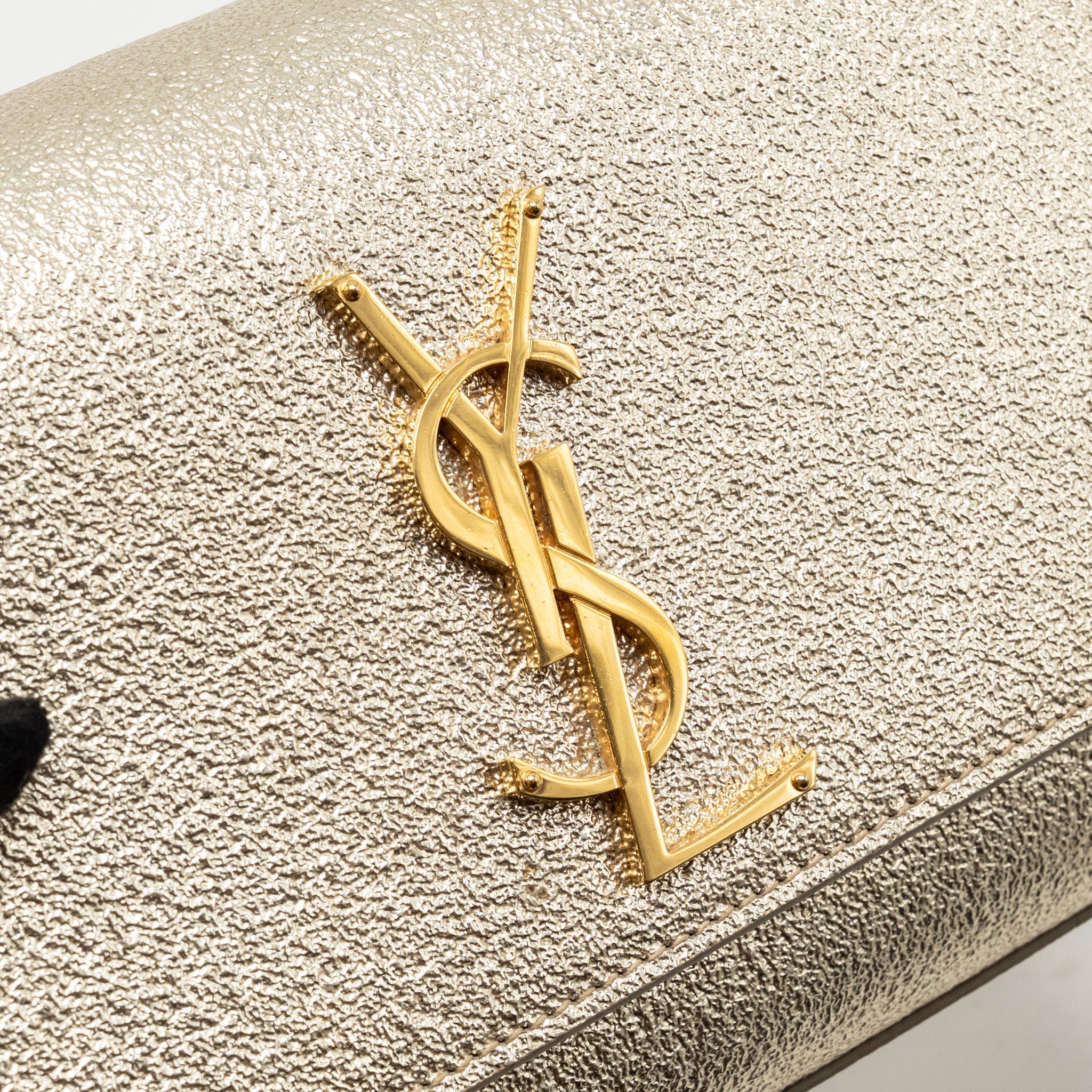 SAINT LAURENT/YSL SMALL KATE BAG GRAINED CALFSKIN GOLD GHW