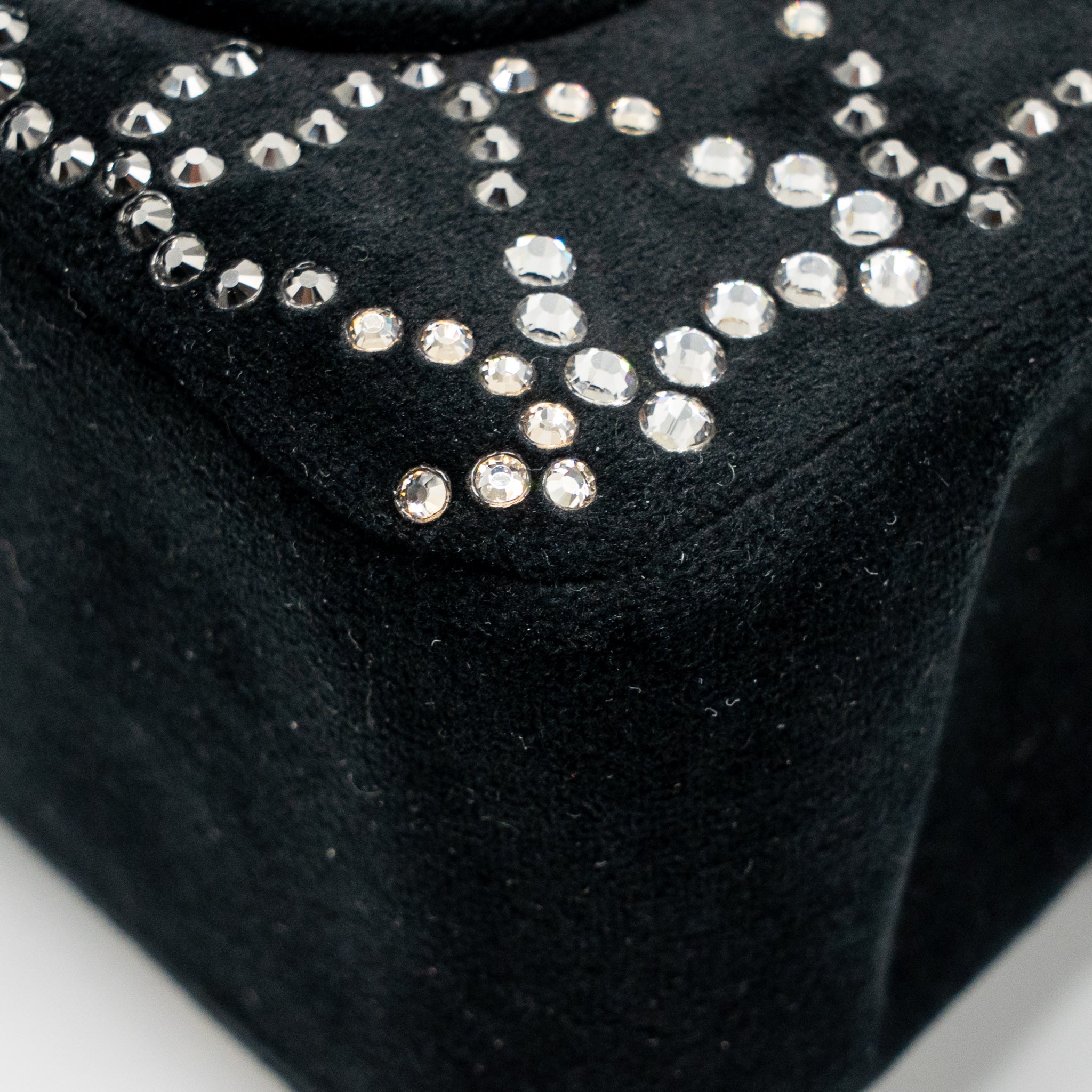 CHANEL MINI RECTANGULAR FLAP BAG VELVET WITH CRYSTAL BLACK LGHW