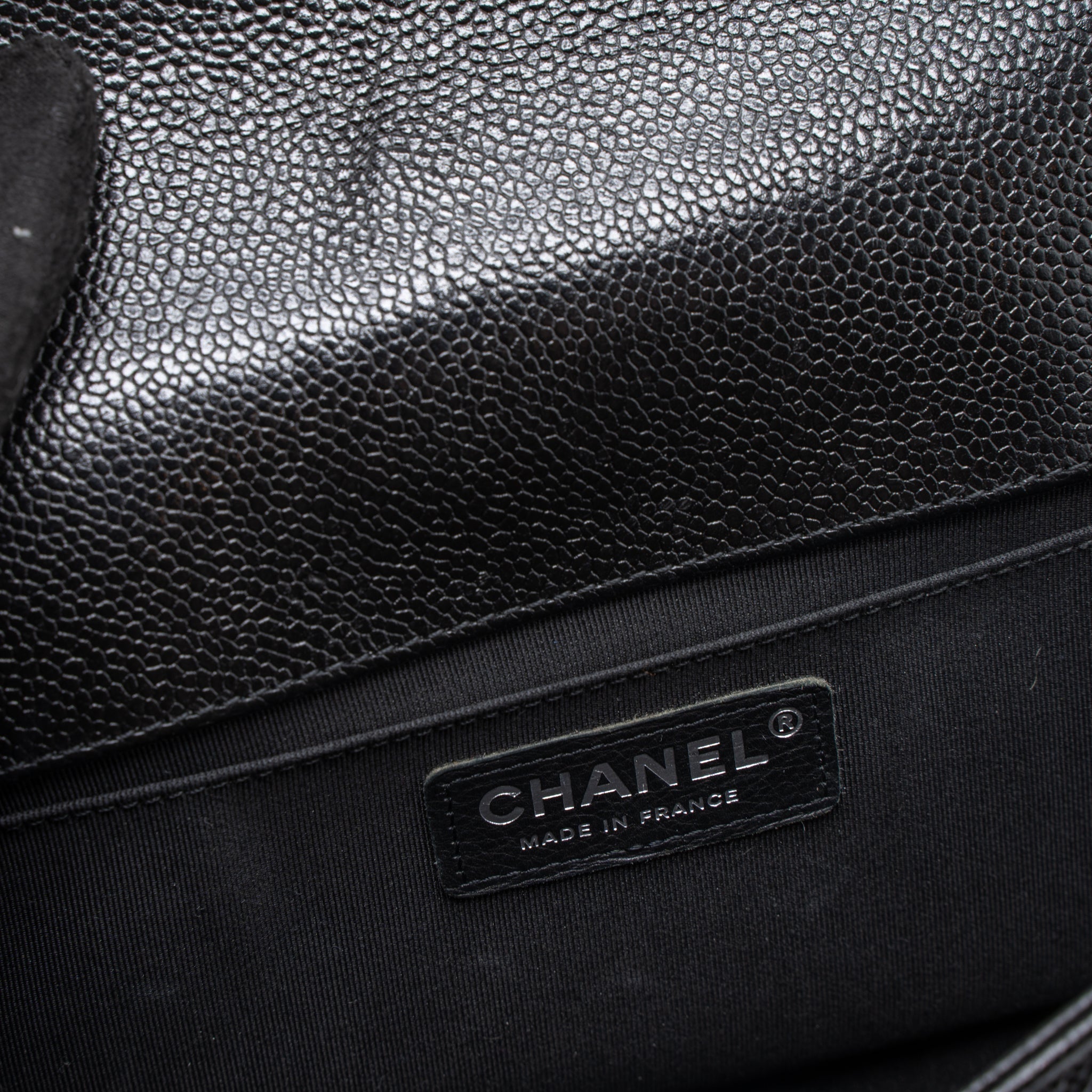 CHANEL MEDIUM BOY BAG CHEVRON CAVIAR BLACK SHW