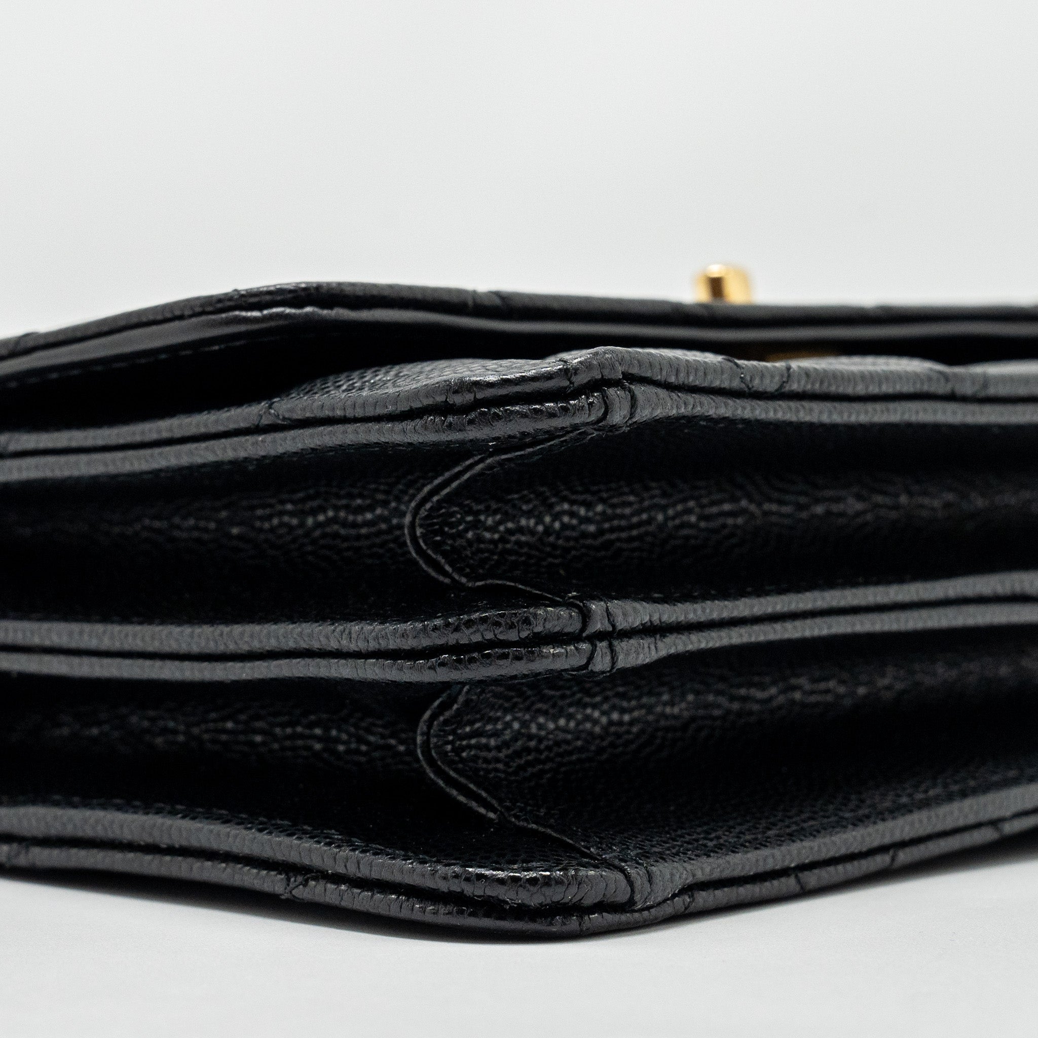 CHANEL 23S WALLET ON CHAIN WITH BAG CHARM CAVIAR BLACK GHW(MICROCHIP)