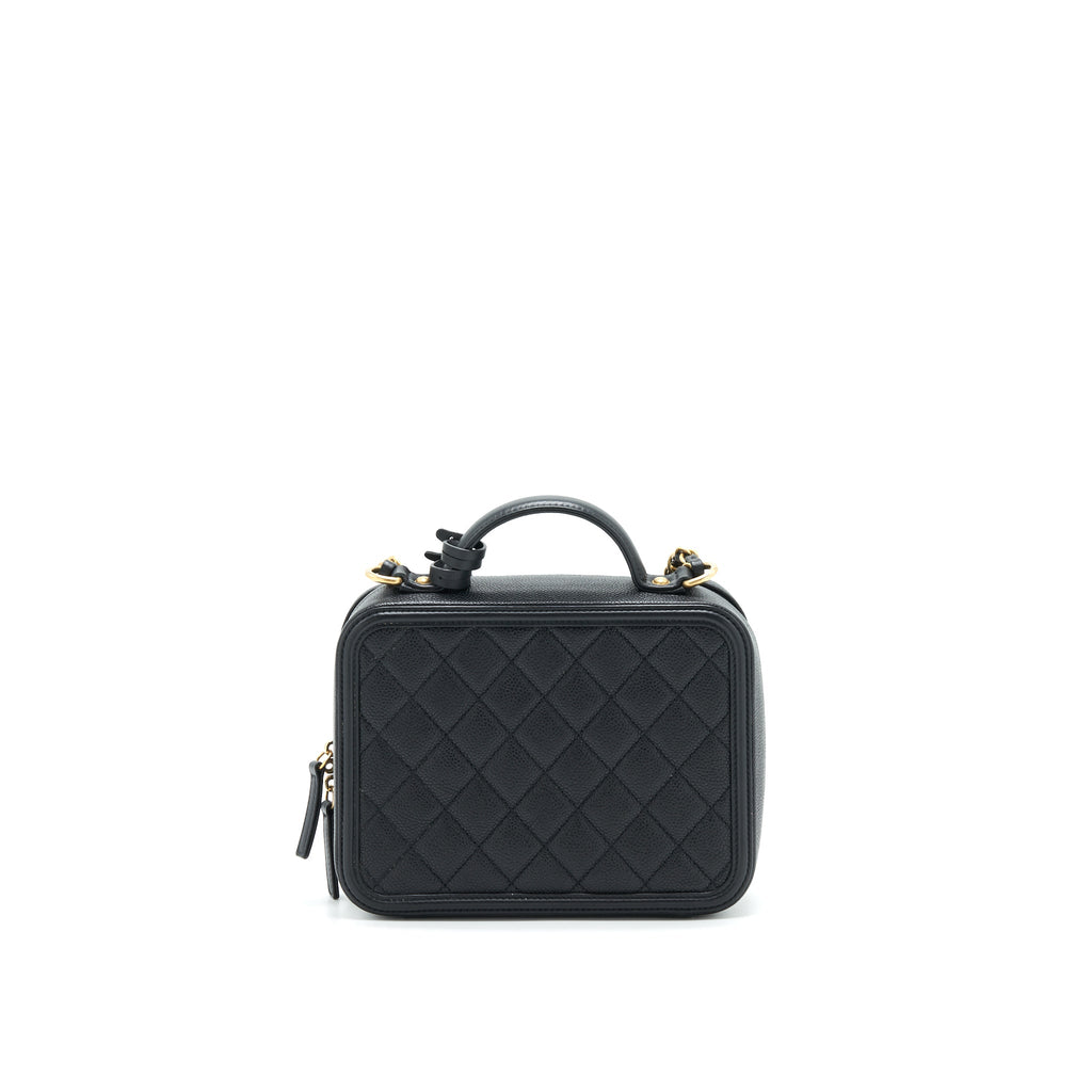 CHANEL CAVIA LEATHER VANITY BAG BLACK GHW