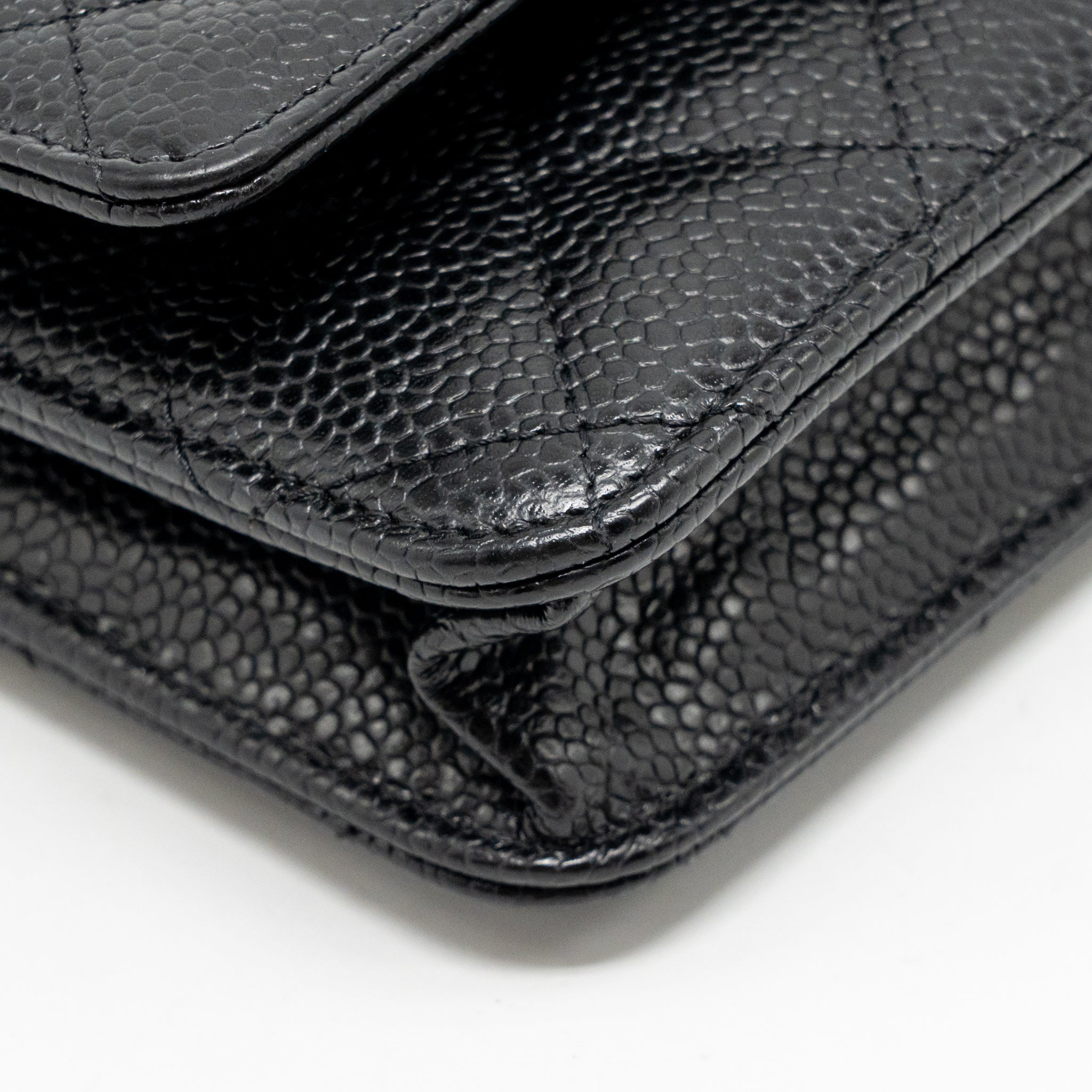 CHANEL CLASSIC WALLET ON CHAIN CAVIAR BLACK SHW (MICROCHIP)