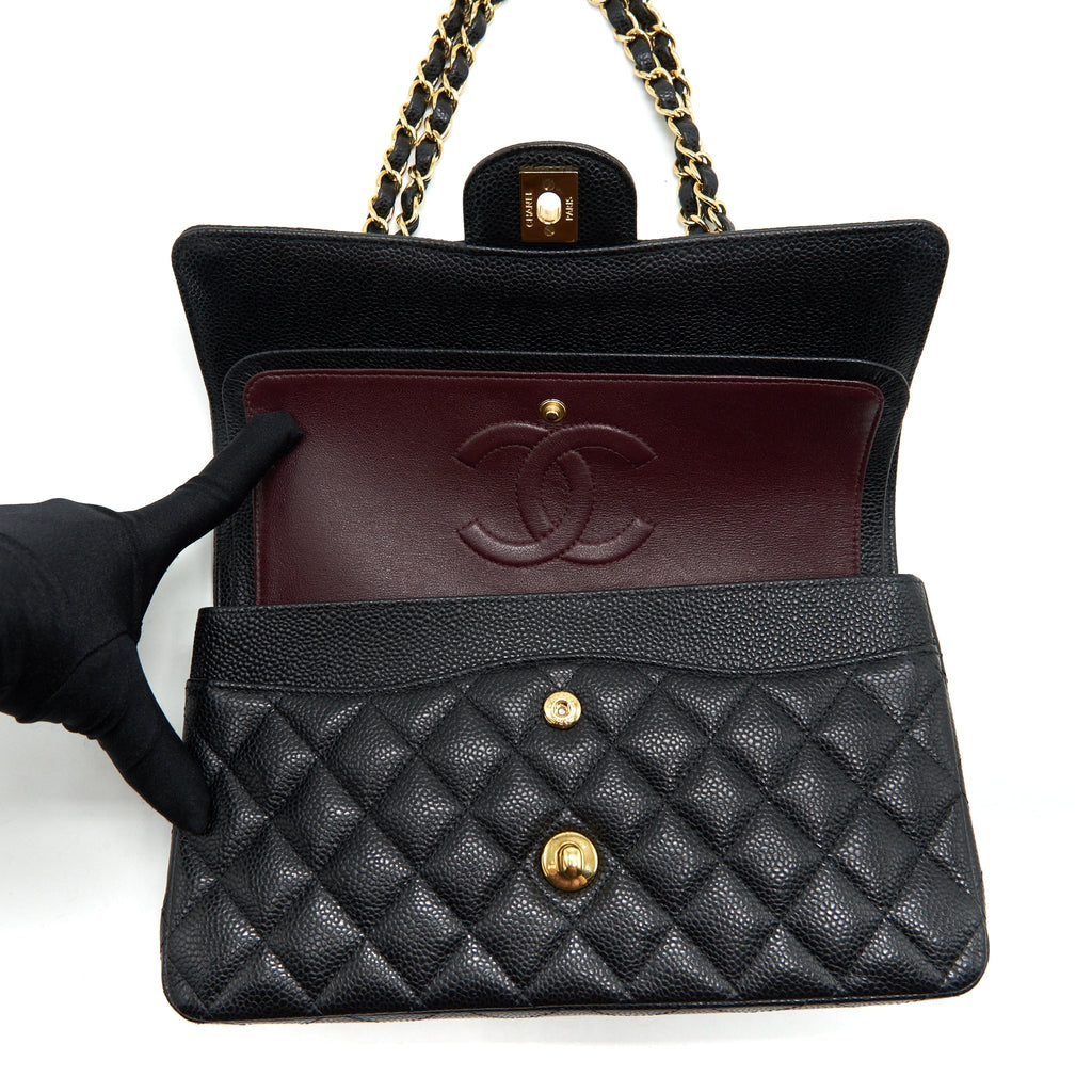 CHANEL MEDIUM CLASSIC FLAP BAG CAVIAR BLACK GHW