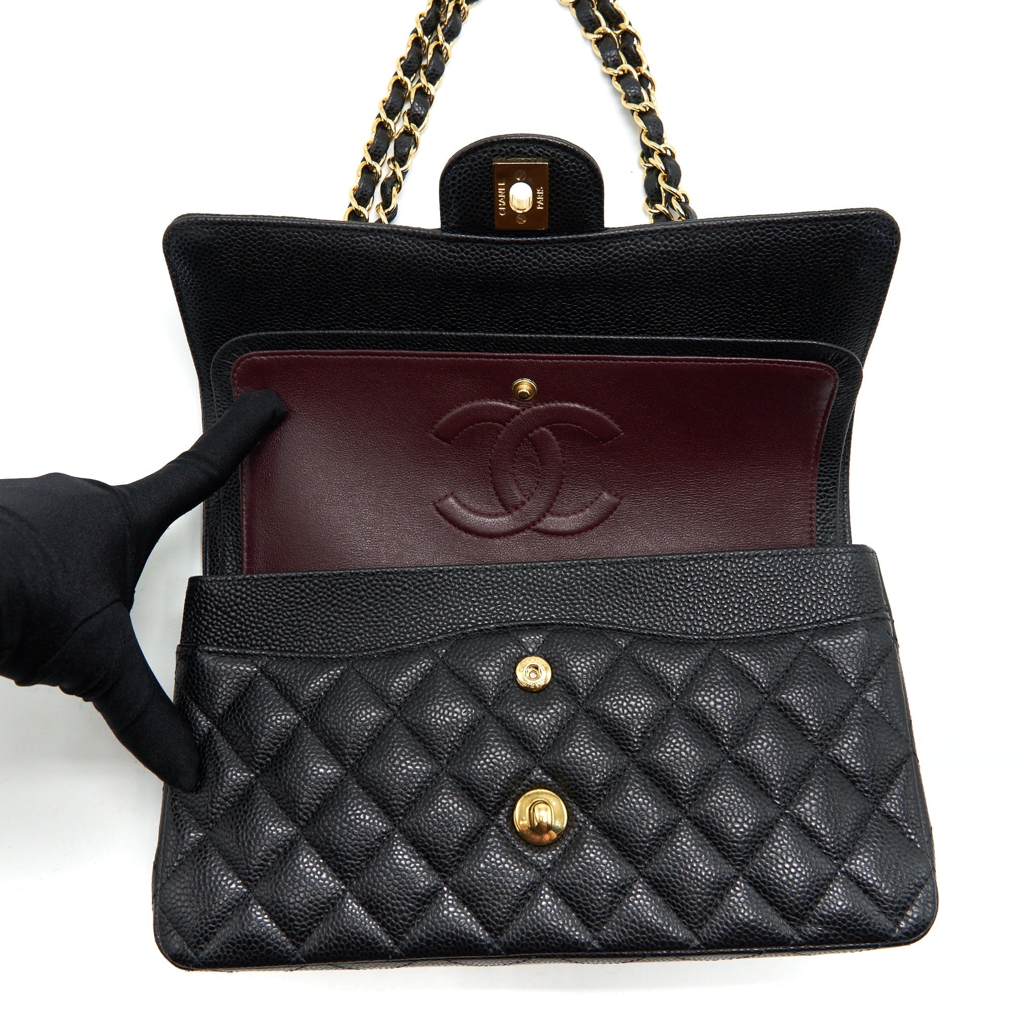 CHANEL MEDIUM CLASSIC FLAP BAG CAVIAR BLACK GHW