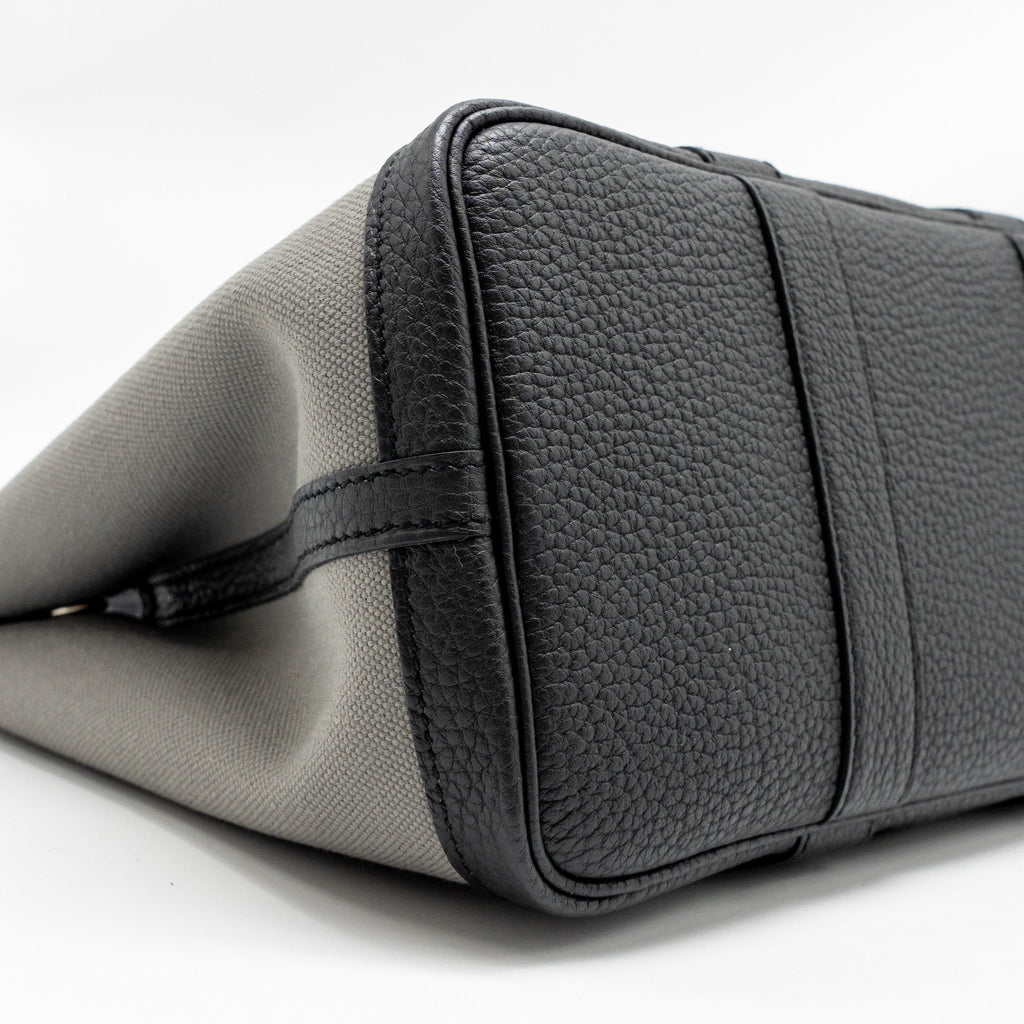 HERMES GARDEN PARTY 30 CANVAS / NEGONDA LEATHER GREY/ BLACK SHW