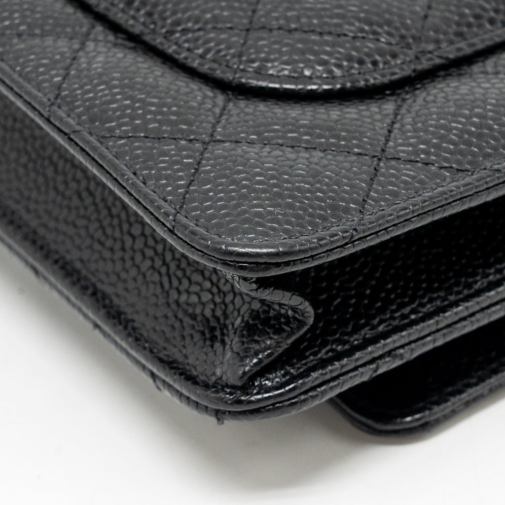 CHANEL CLASSIC WALLET ON CHAIN CAVIAR BLACK SHW (MICROCHIP)