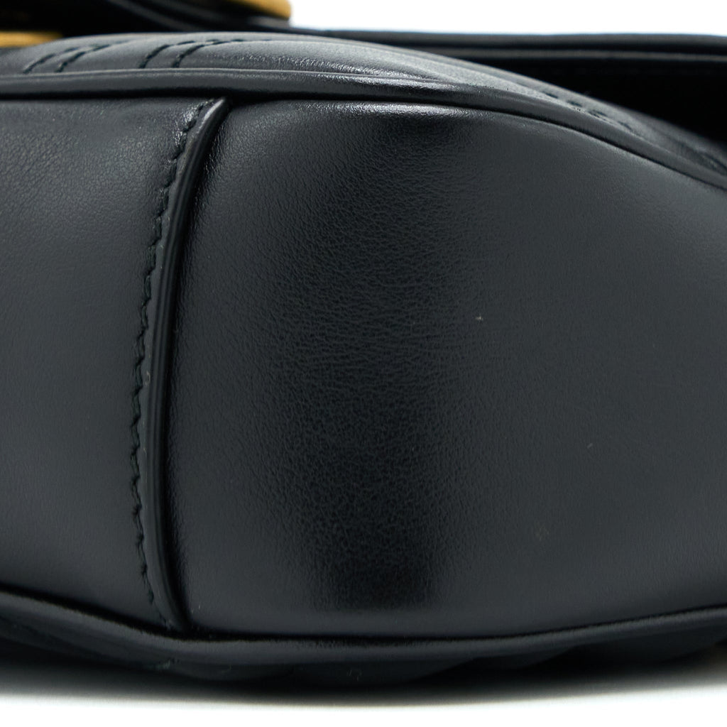 GUCCI SMALL MARMONT SHOULDER BAG CALFSKIN BLACK GHW