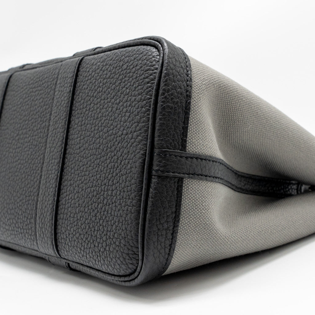 HERMES GARDEN PARTY 30 CANVAS / NEGONDA LEATHER GREY/ BLACK SHW