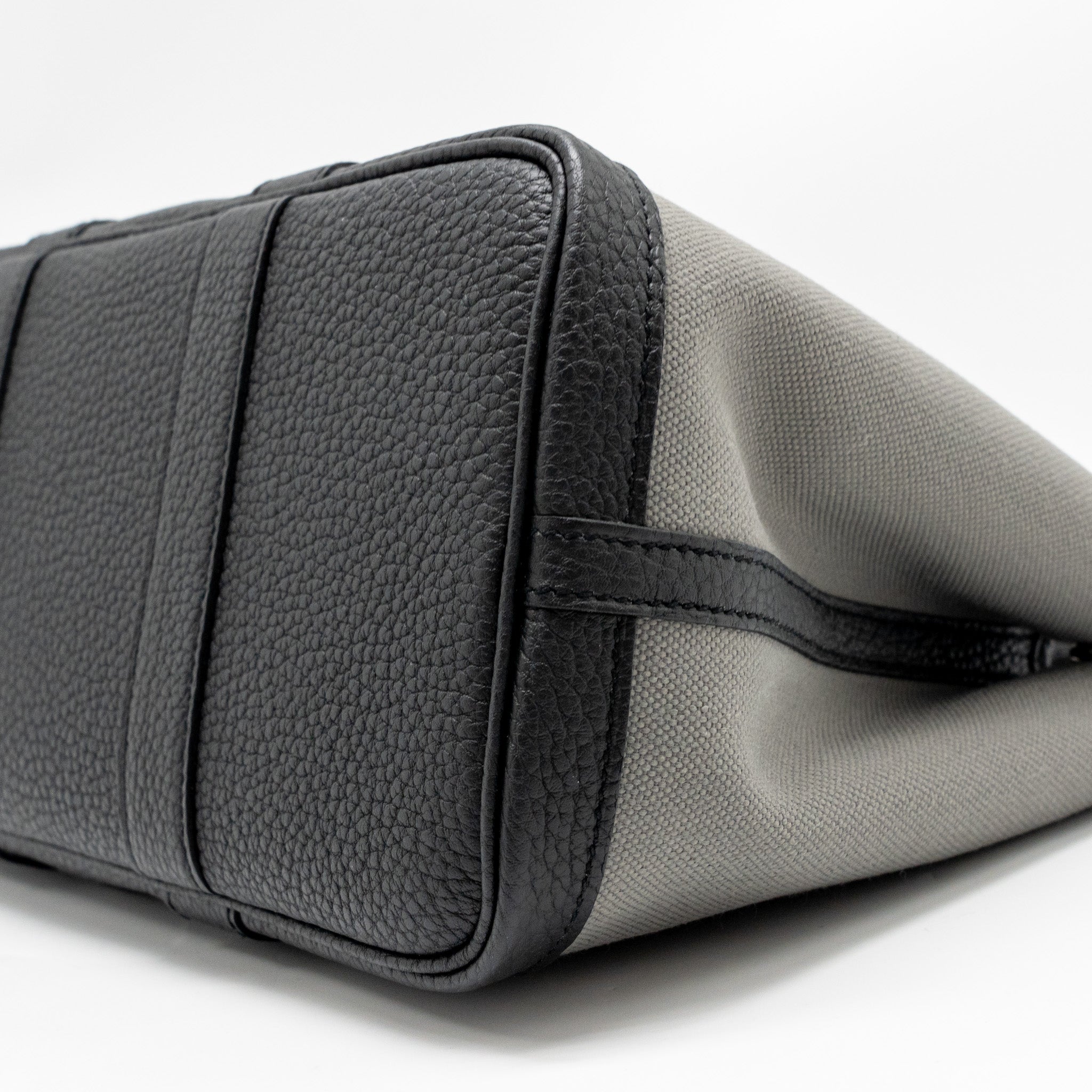 HERMES GARDEN PARTY 30 CANVAS / NEGONDA LEATHER GREY/ BLACK SHW