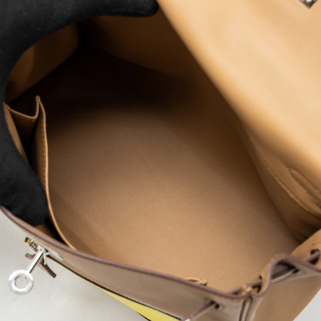 HERMES KELLY 25 COLORMATIC SWIFT CHAI / BLUE BRUME / LIME / MAUVE SYLVESTRE SHW