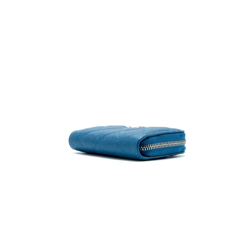 CHANEL SMALL ZIP CARD HOLDER CAVIAR BLUE SHW
