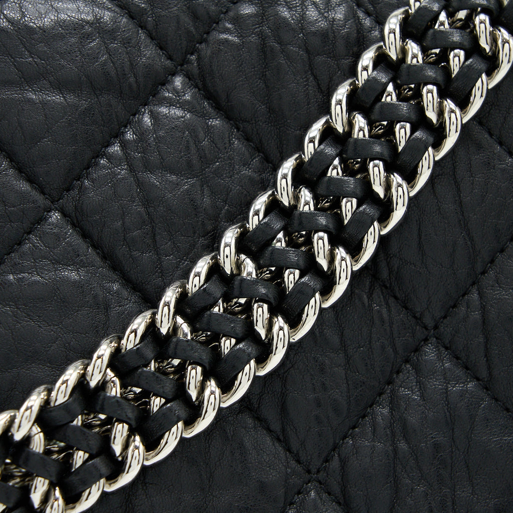 CHANEL QUILTED CHAIN AROUND MAXI FLAP BAG LAMBSKIN BLACK SHW