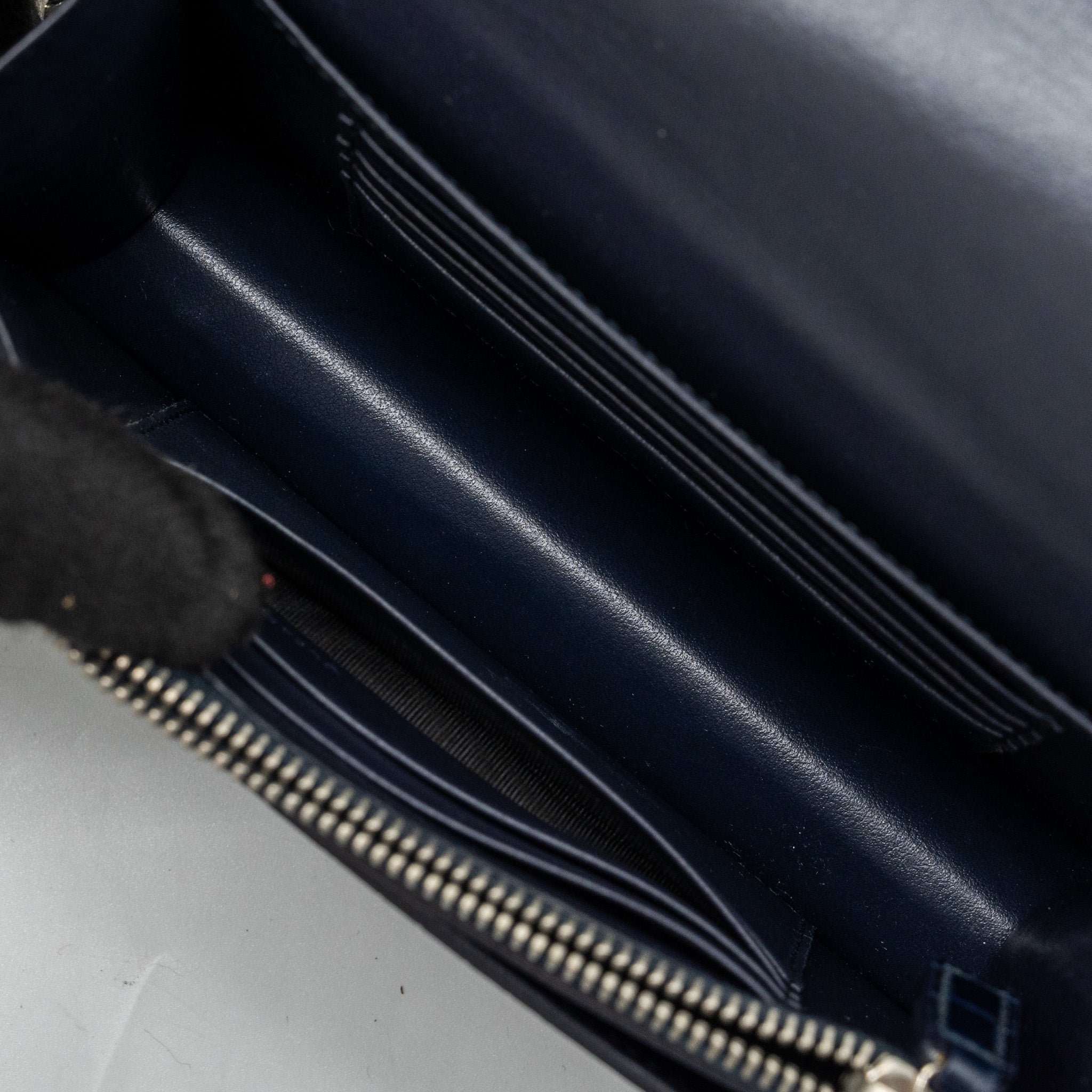 SAINT LAURENT/YSL MINI SUNSET BAG CROCODILE-EMBOSSED CALFSKIN NAVY SHW