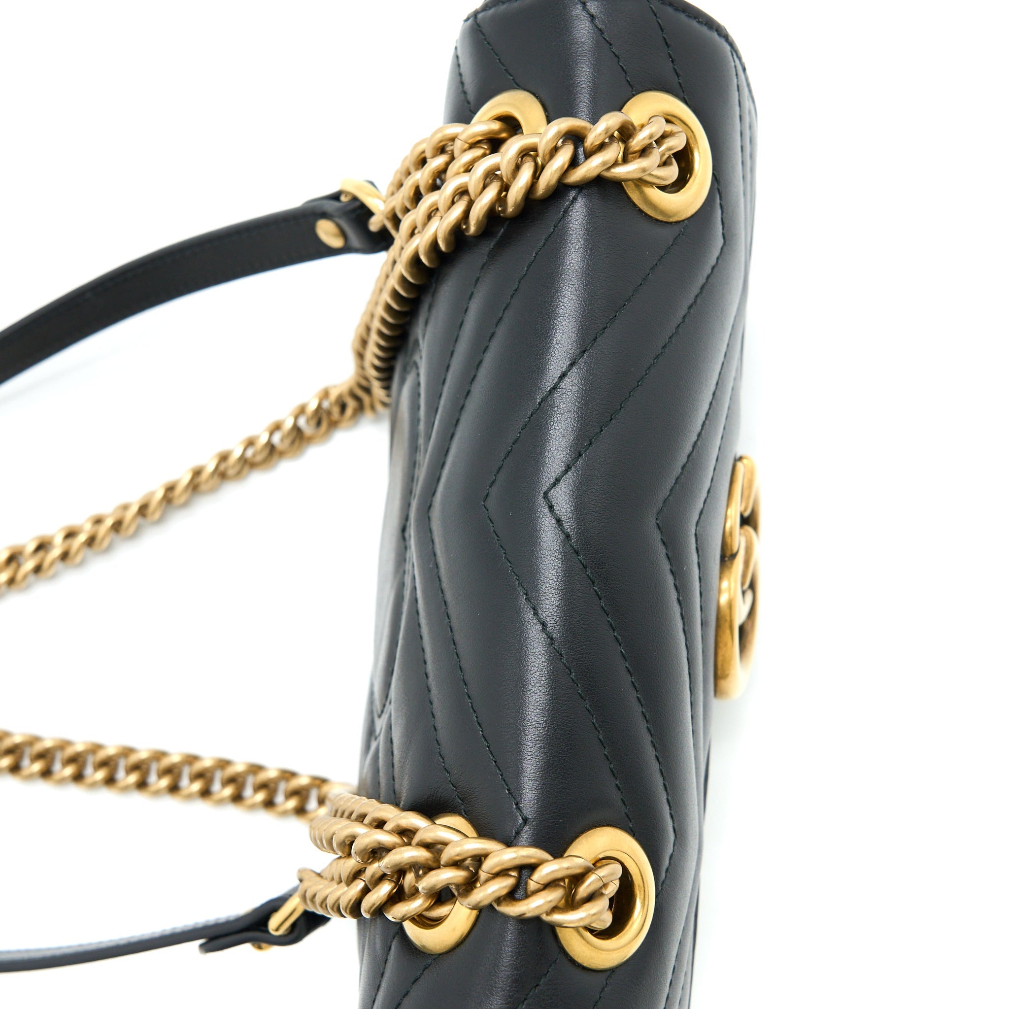GUCCI SMALL MARMONT SHOULDER BAG CALFSKIN BLACK GHW