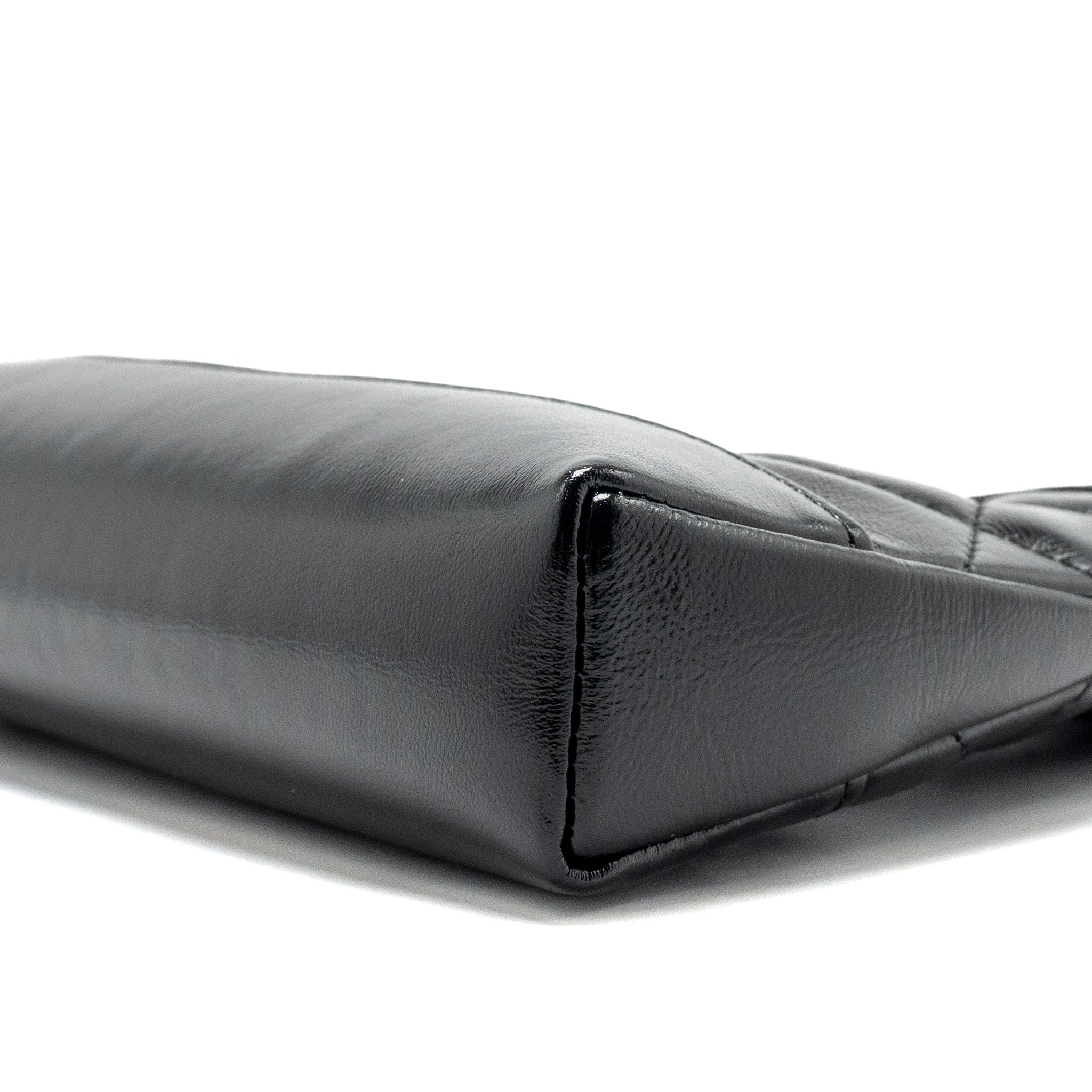 CHANEL MINI 31 CLUTCH WITH CHAIN SHINY CALFSKIN BLACK LGHW (MICROCHIP)