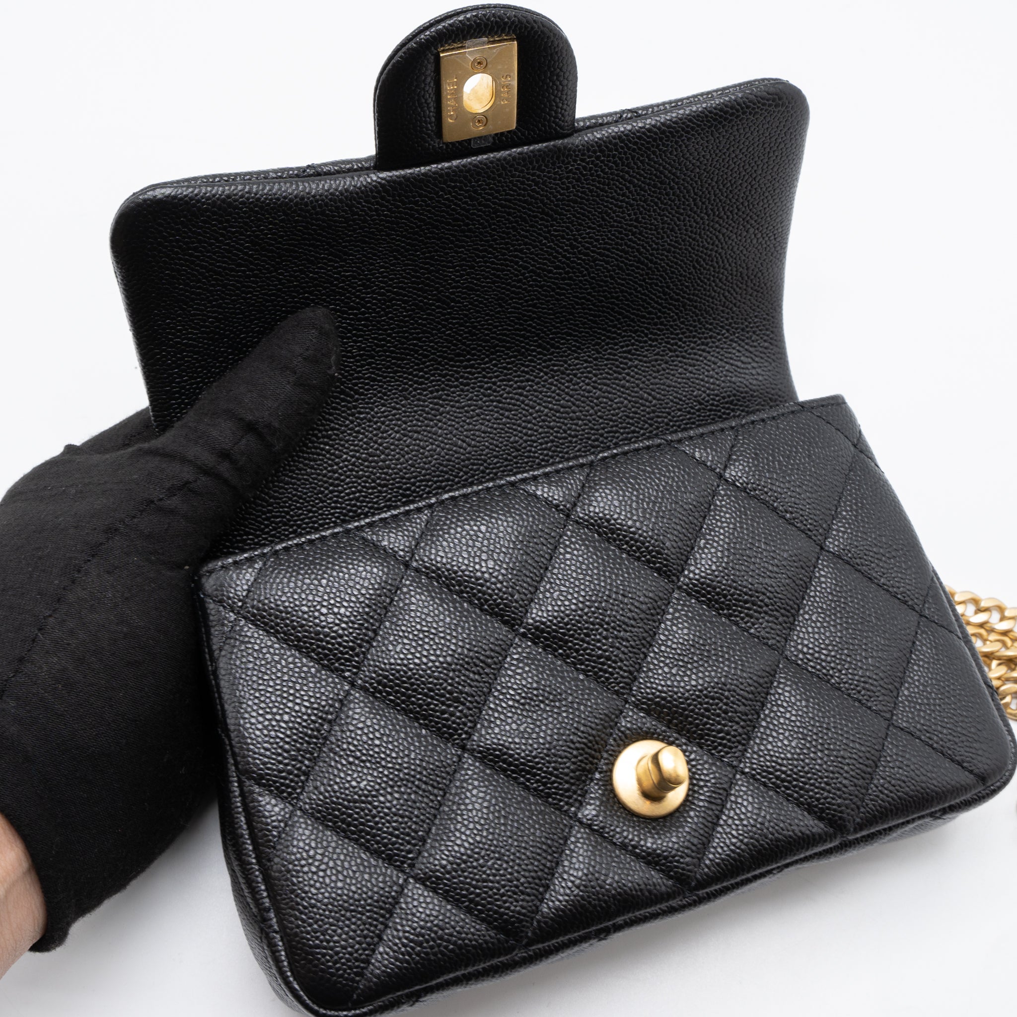 CHANEL 23P MINI COCO LOVE FLAP BAG CAVIAR BLACK GHW (MICROCHIP)