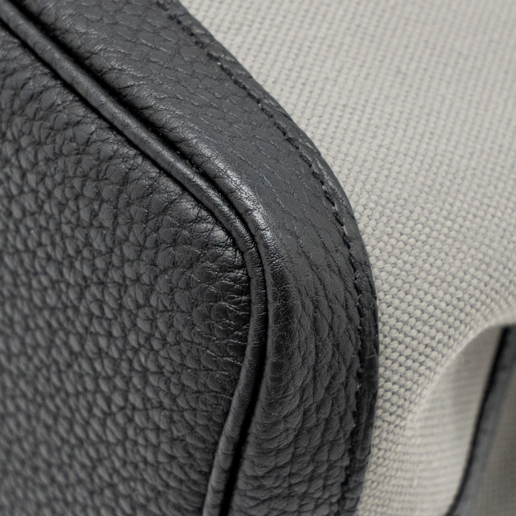 HERMES GARDEN PARTY 30 CANVAS / NEGONDA LEATHER GREY/ BLACK SHW