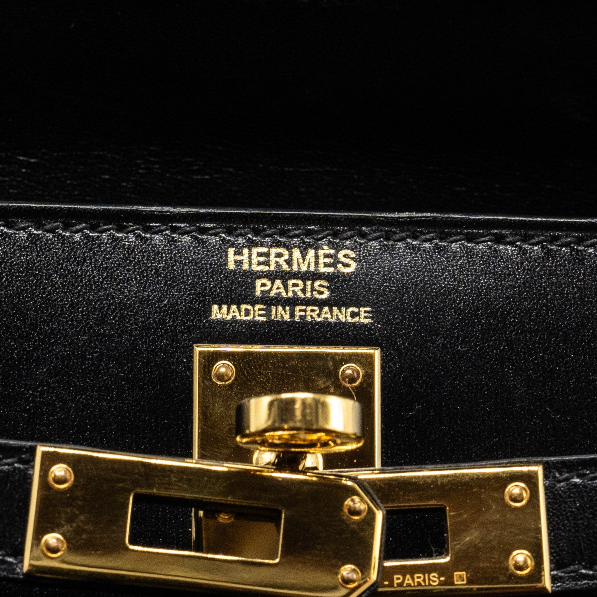 HERMES KELLY 25 BOX BLACK GHW