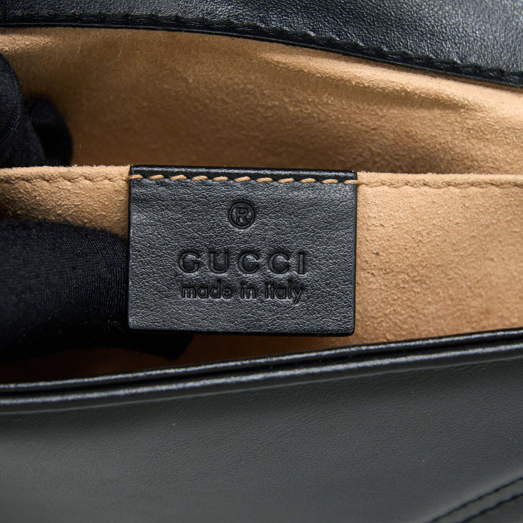 GUCCI SMALL MARMONT SHOULDER BAG CALFSKIN BLACK GHW