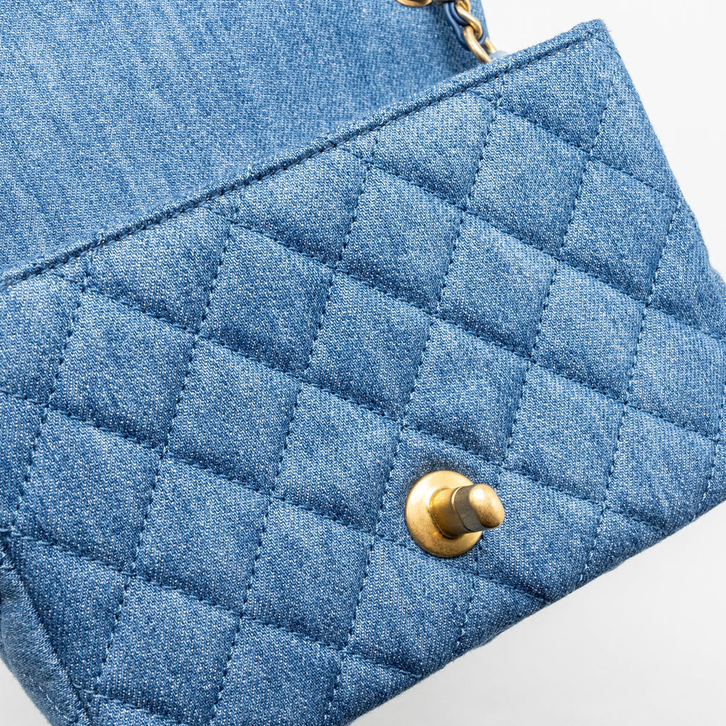 CHANEL PEARL CRUSH MINI SQUARE FLAP BAG DENIM BLUE GHW (MICROCHIP)
