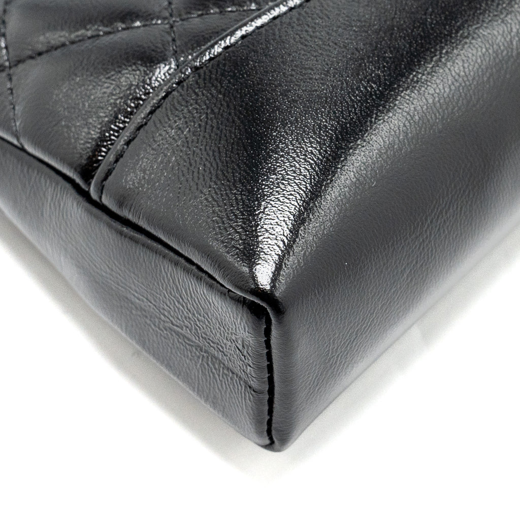 CHANEL MINI 31 CLUTCH WITH CHAIN SHINY CALFSKIN BLACK LGHW (MICROCHIP)