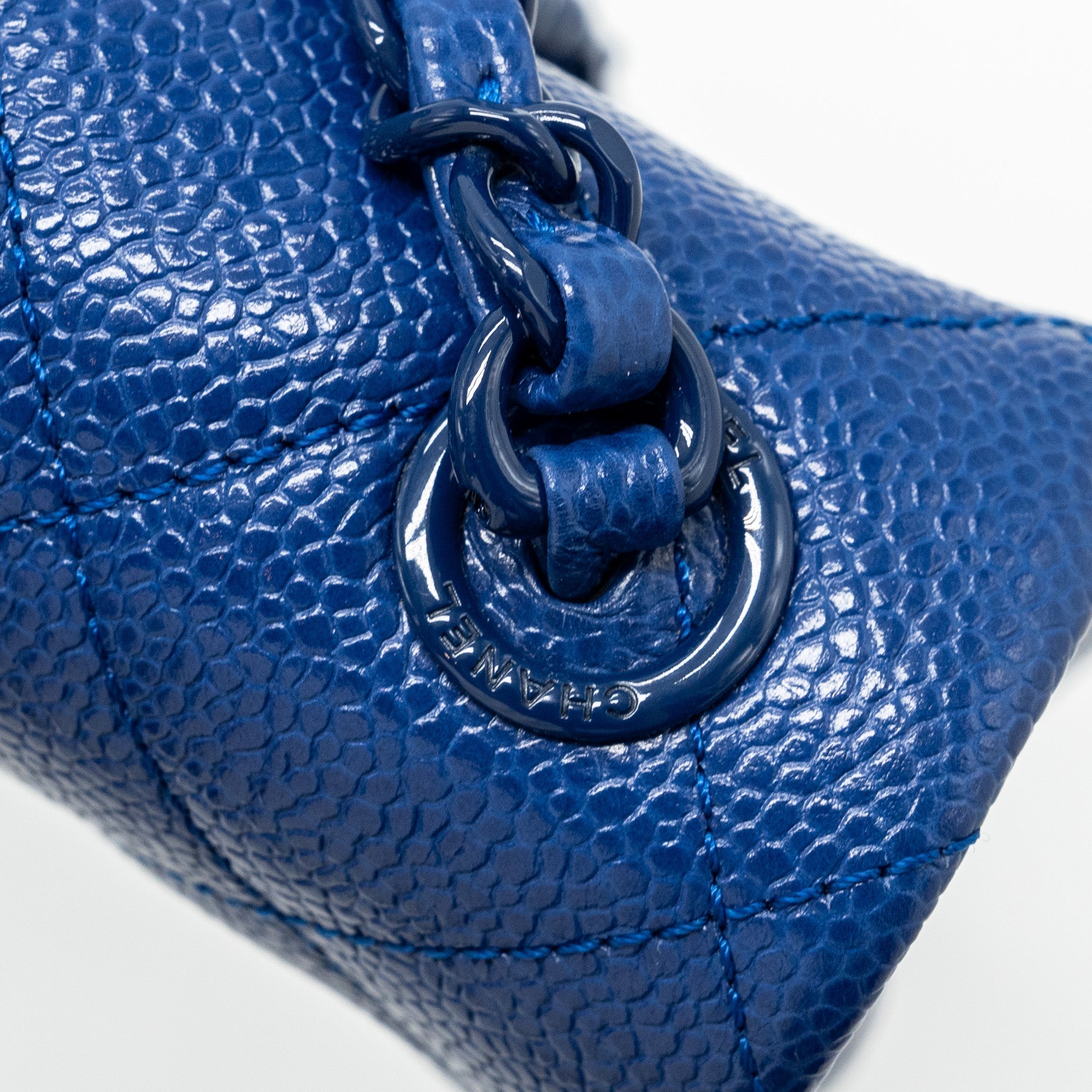 CHANEL SQUARE FLAP BAG CAVIAR BLUE WITH BLUE HARDWARE