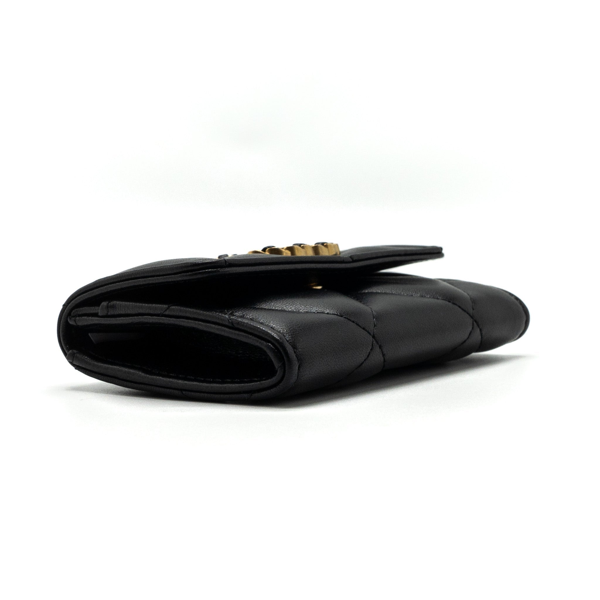 CHANEL 19 FLAP CARD HOLDER LAMBSKIN BLACK GHW (MICROCHIP)