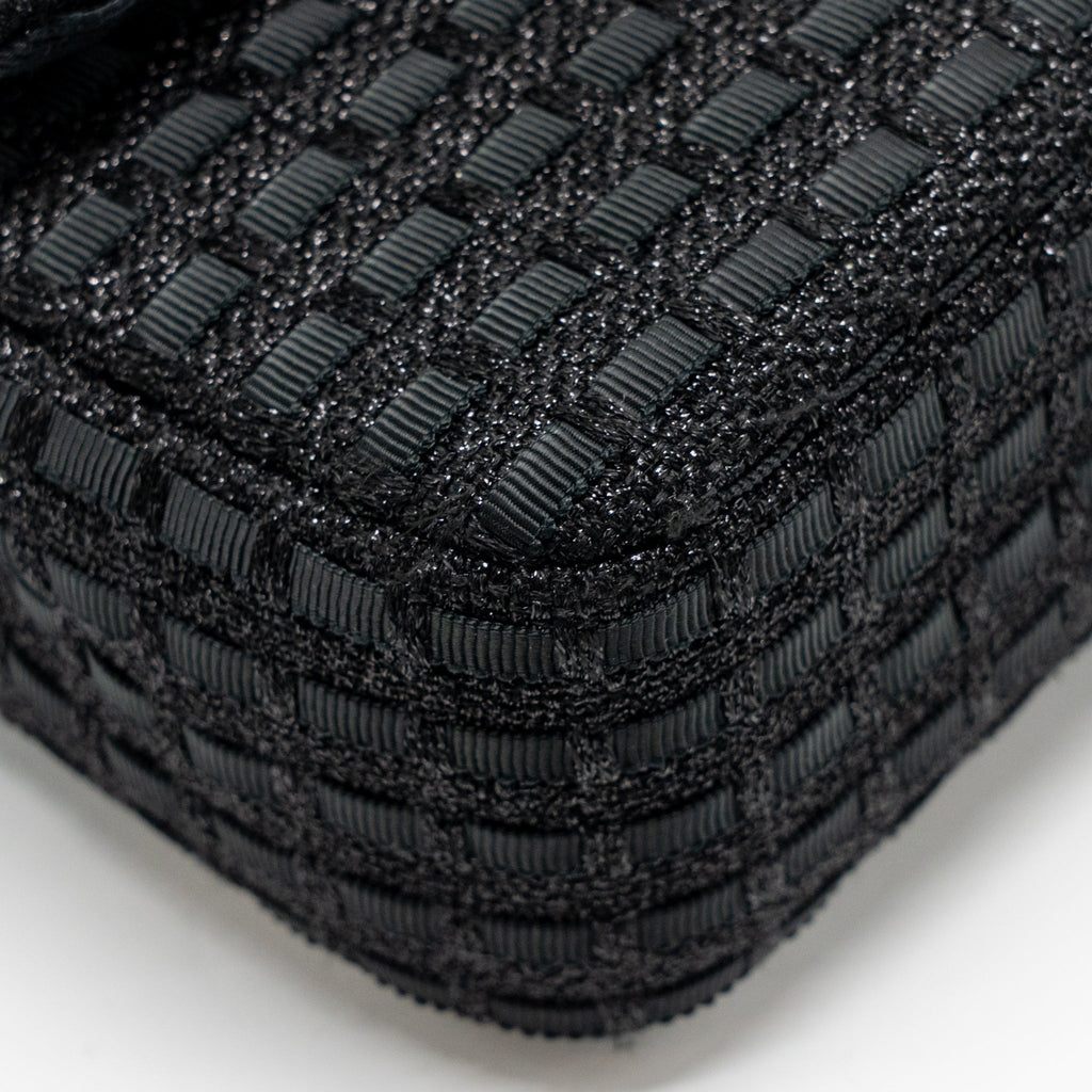 CHANEL MEDIUM CLASSIC DOUBLE FLAP BAG TWEED BLACK SHW