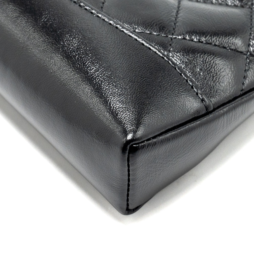 CHANEL MINI 31 CLUTCH WITH CHAIN SHINY CALFSKIN BLACK LGHW (MICROCHIP)