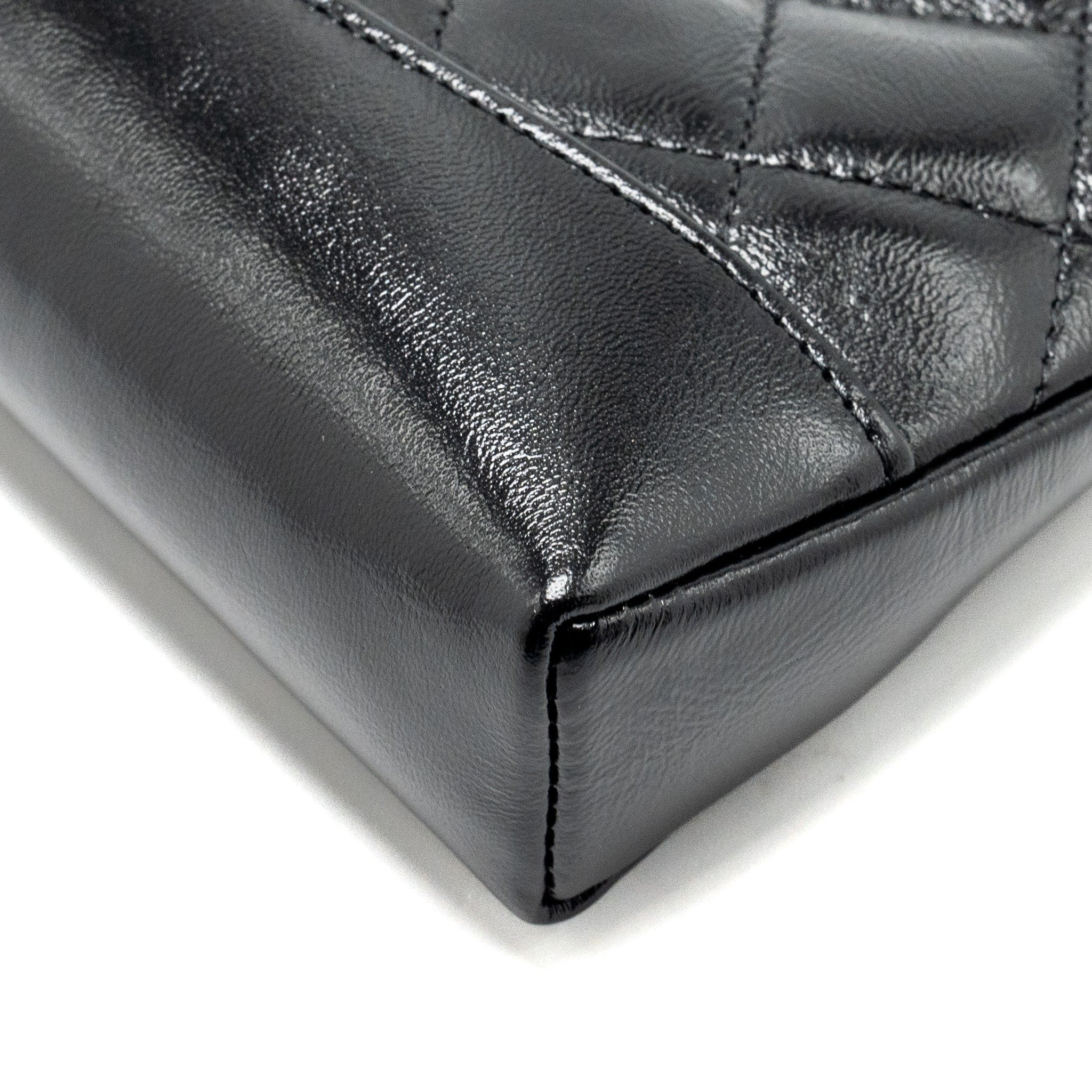 CHANEL MINI 31 CLUTCH WITH CHAIN SHINY CALFSKIN BLACK LGHW (MICROCHIP)