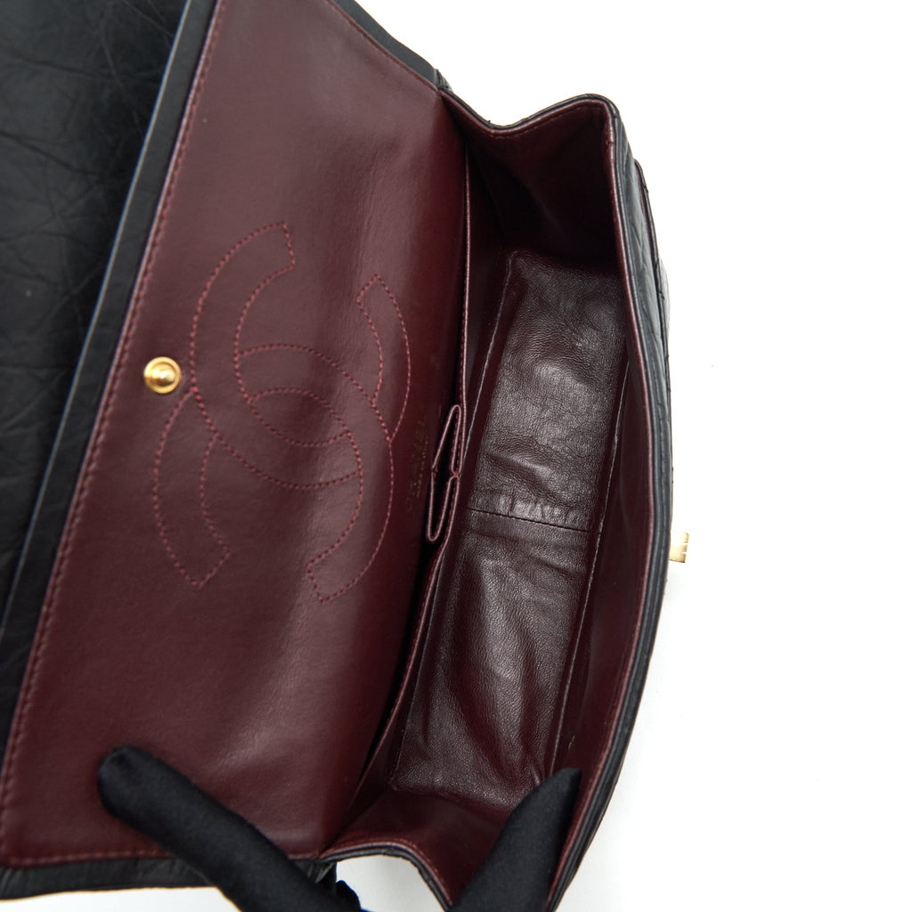 CHANEL 2.55 226 REISSUE DOUBLE FLAP BAG CALFSKIN BLACK GHW
