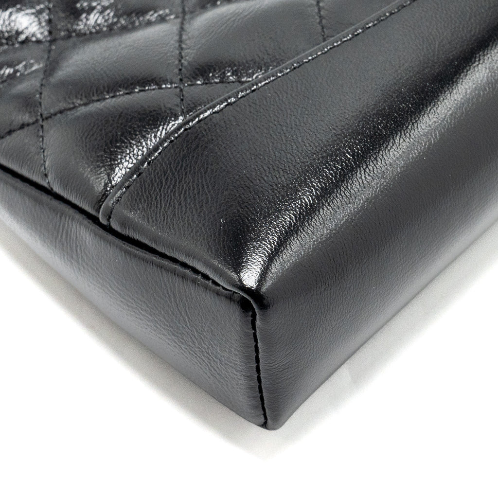 CHANEL MINI 31 CLUTCH WITH CHAIN SHINY CALFSKIN BLACK LGHW (MICROCHIP)