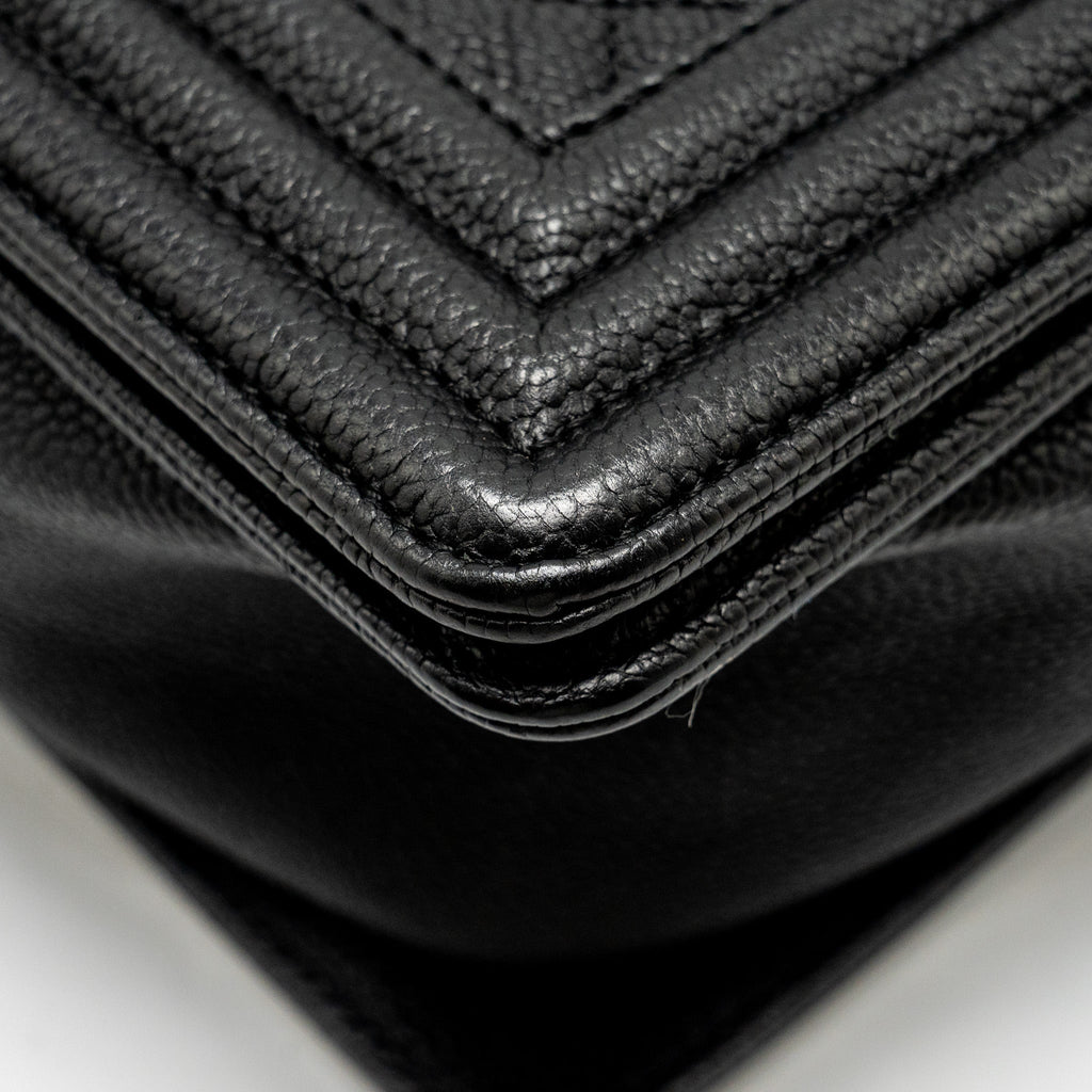 CHANEL MAXI BOY BAG CAVIAR BLACK RUTHENIUM HARDWARE