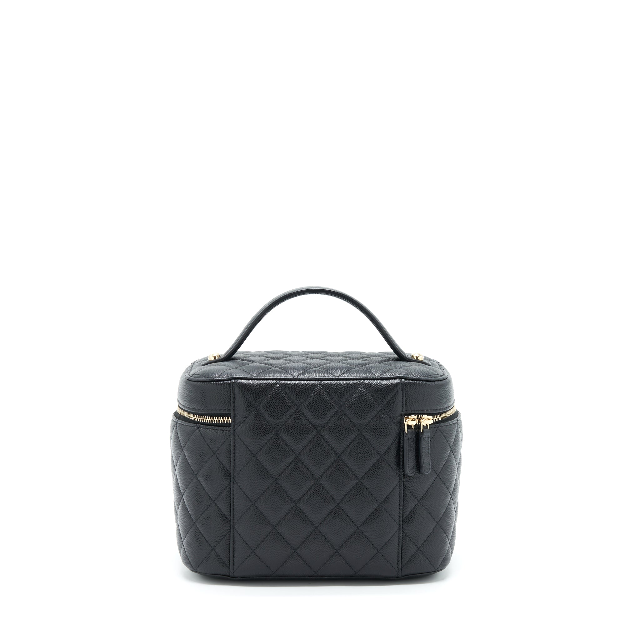 CHANEL TOP HANDLE VANITY CASE CAVIAR BLACK LGHW