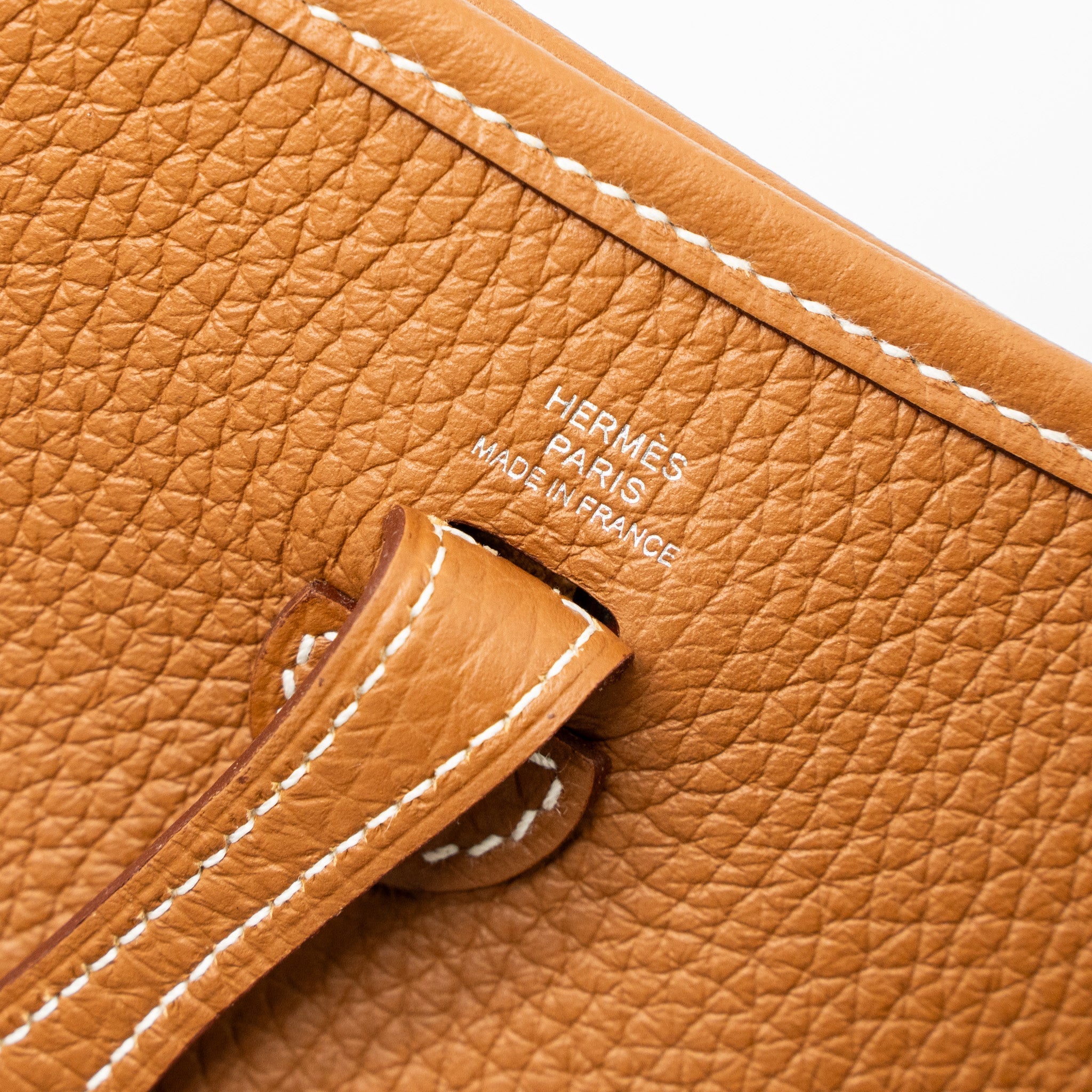 HERMES MINI EVELYNE CLEMENCE GOLD/BLANC SHW
