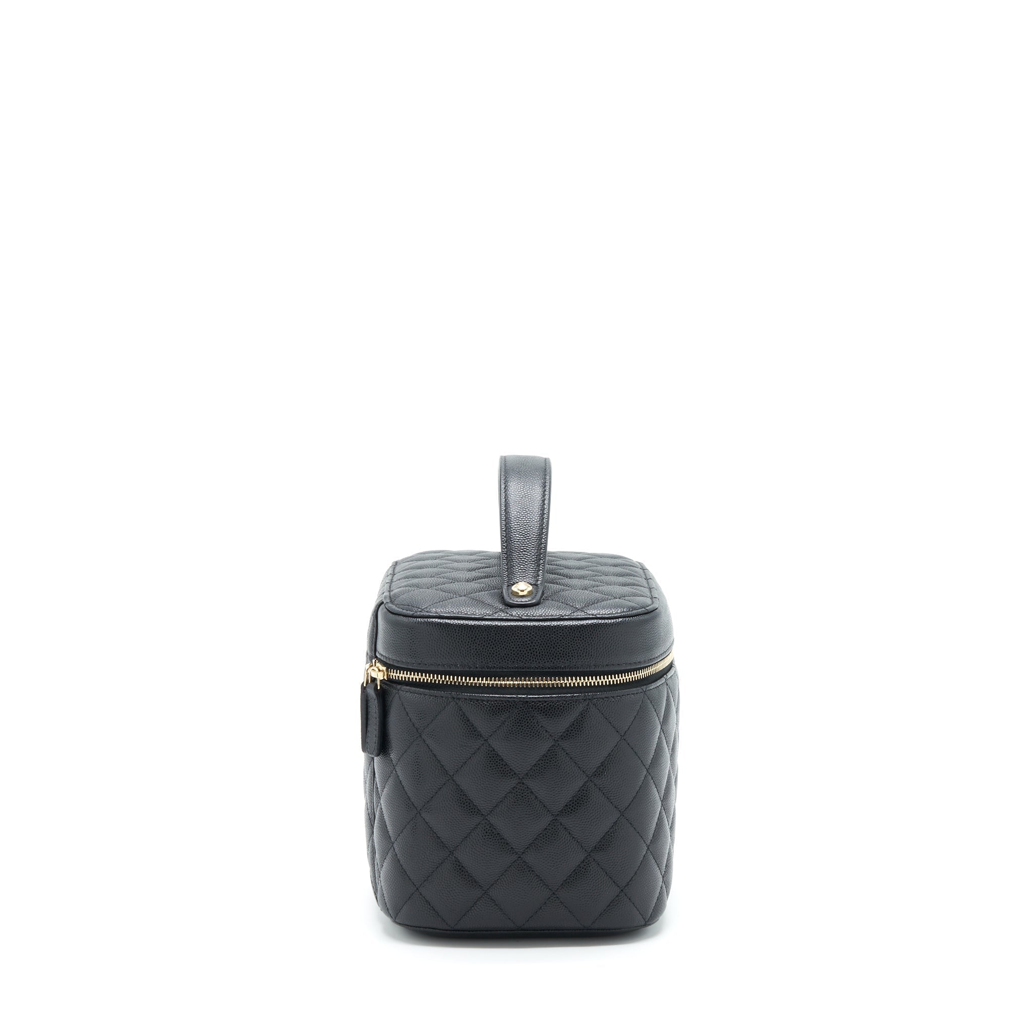 CHANEL TOP HANDLE VANITY CASE CAVIAR BLACK LGHW