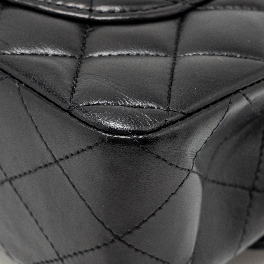 CHANEL SMALL CLASSIC DOUBLE FLAP BAG LAMBSKIN BLACK SHW